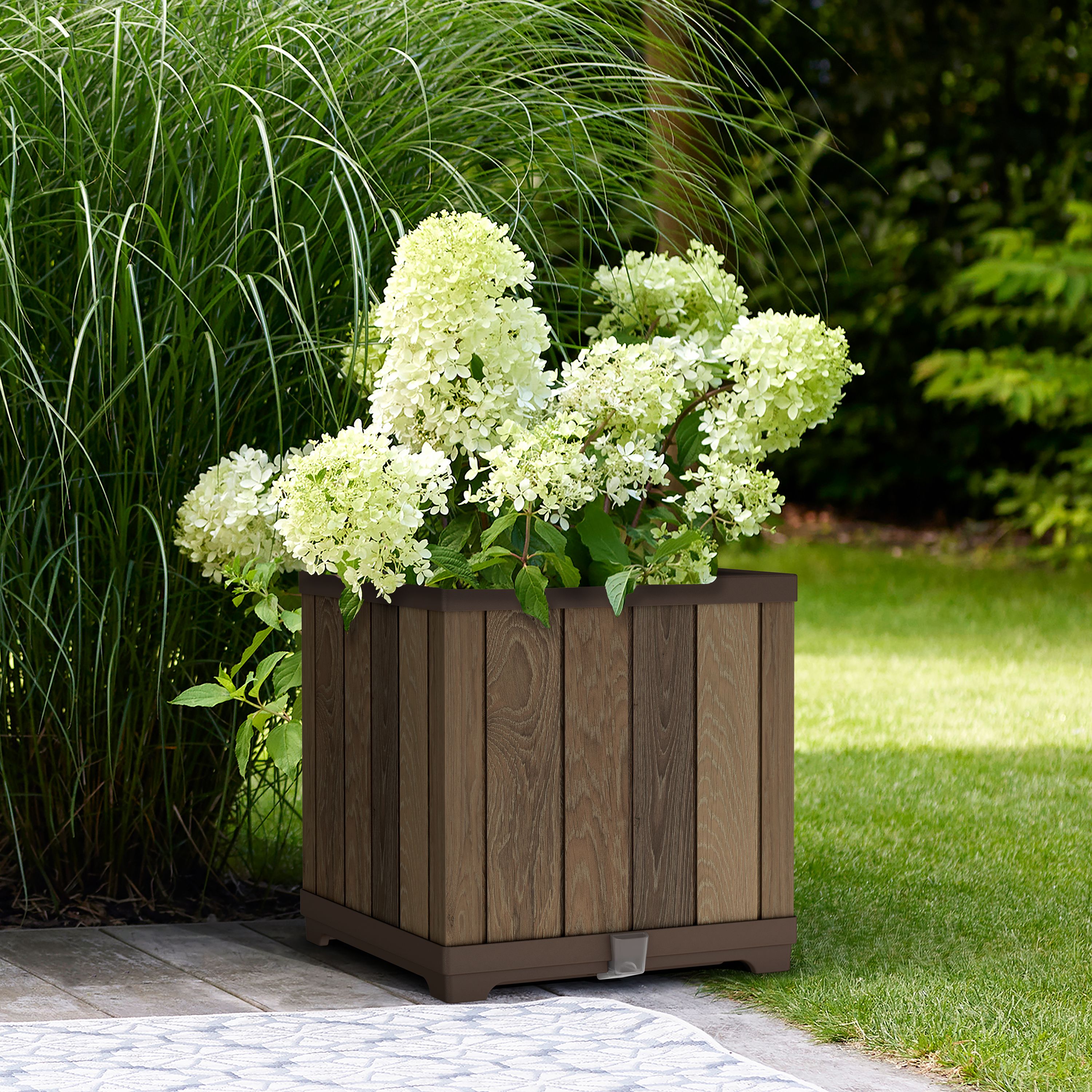 Keter Signature Brown Wood effect Walnut Plastic resin Plant pot (H)45.5cm