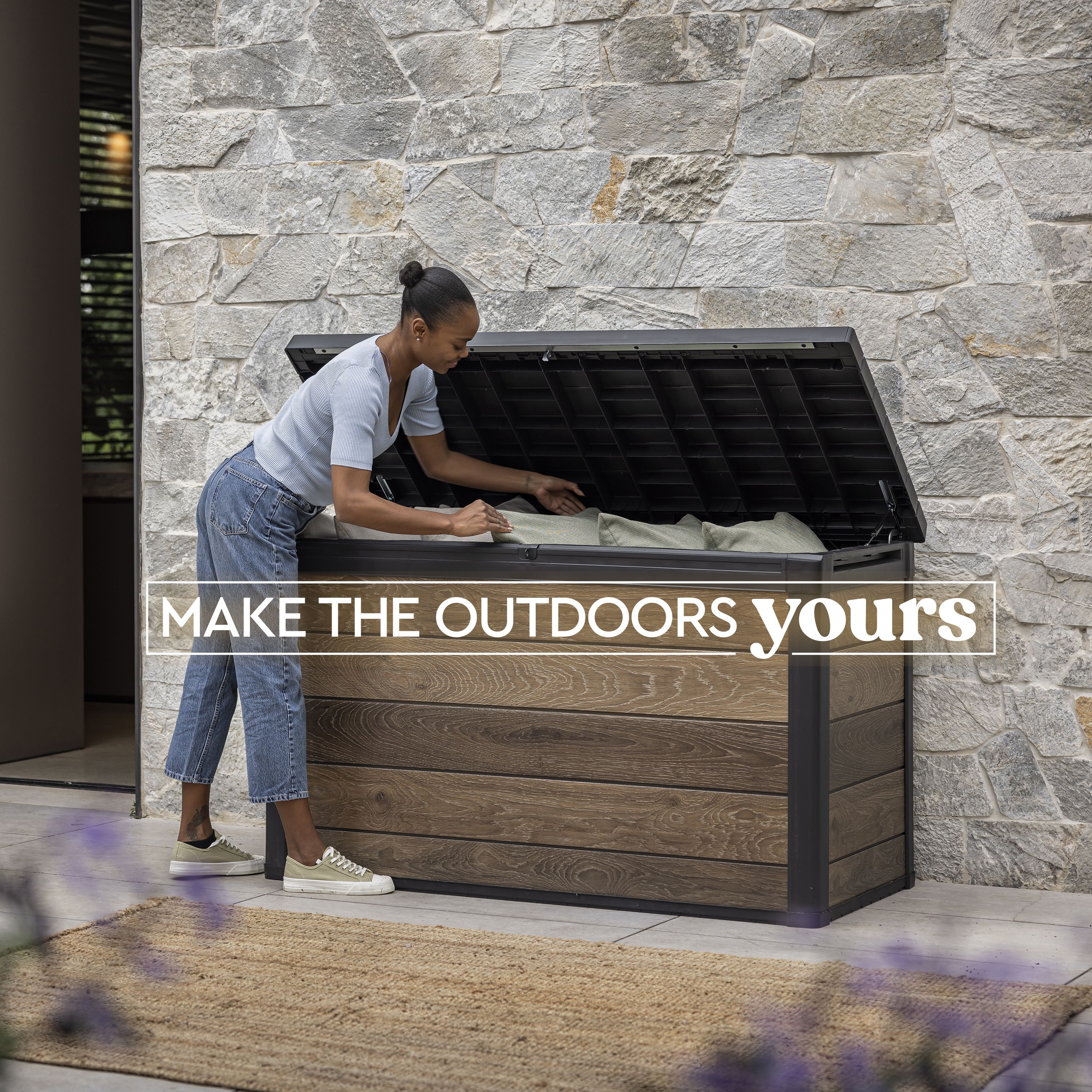 Keter Signature Decocoat Walnut 757L Garden storage box (H)900mm (W)1517mm