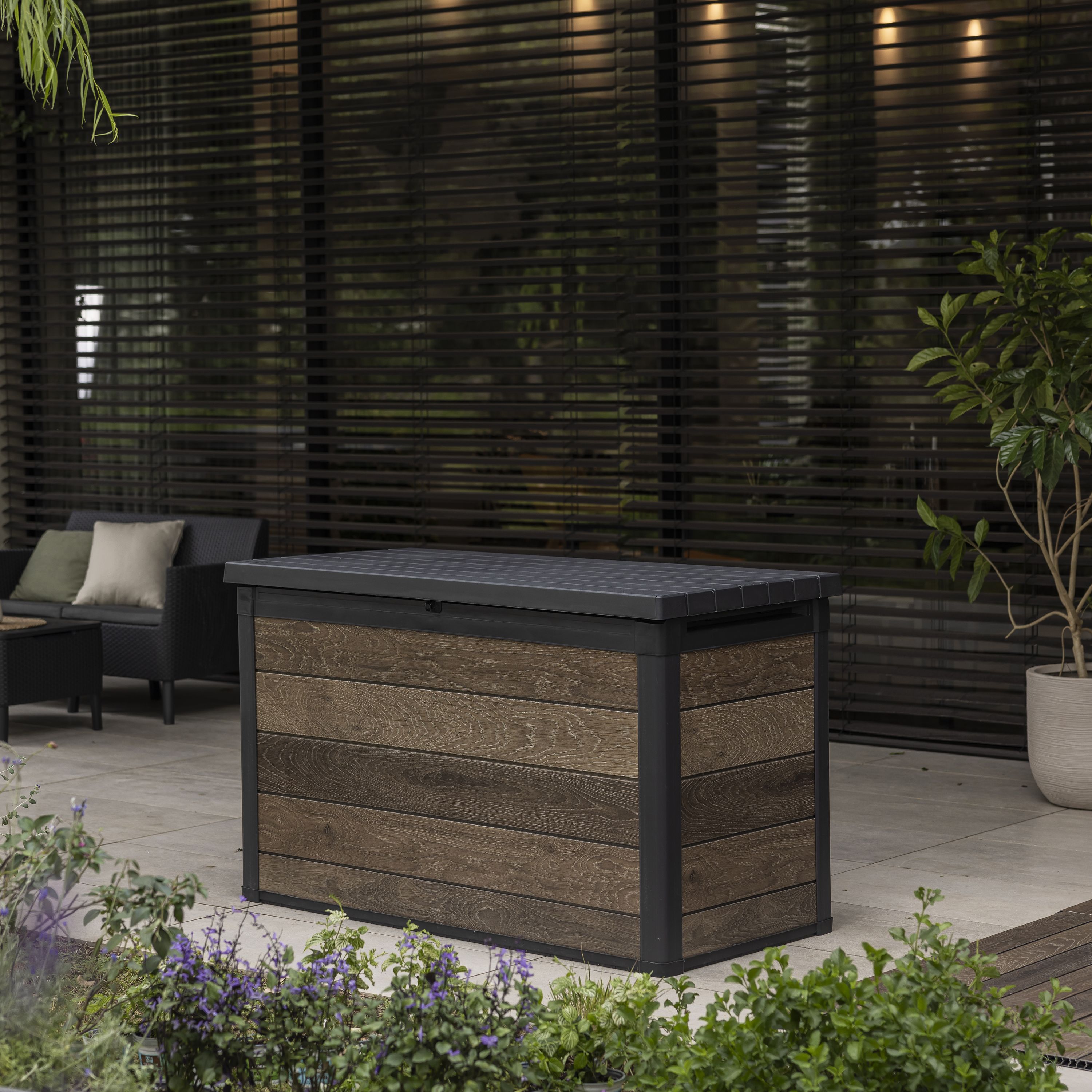 Keter Signature Decocoat Walnut 757L Garden storage box (H)900mm (W)1517mm