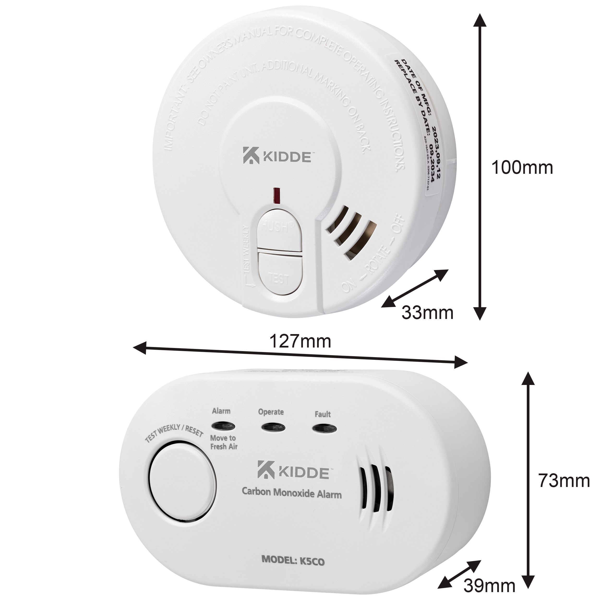 Kidde 29HD / 5CO Standalone Optical & electro-chemical Smoke & carbon monoxide Alarm with Replaceable battery