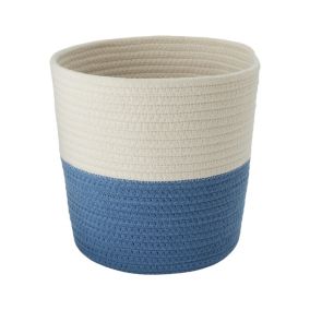 Kids Blue & white 8L Polyester Nestable Storage basket (H)250mm (W)250mm