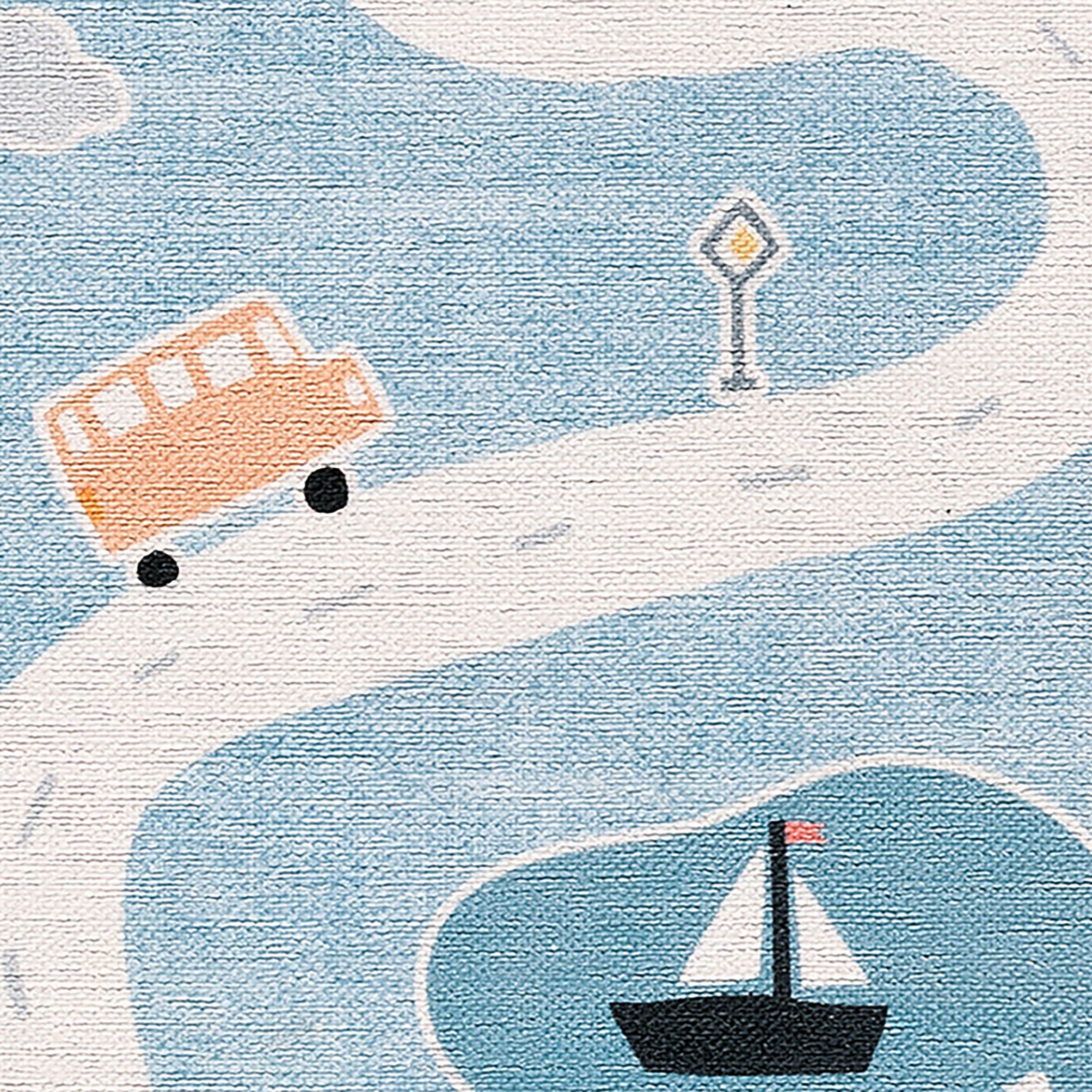 Kids Multicolour Road Map Woven effect Medium Rug, (L)150cm x (W)100cm