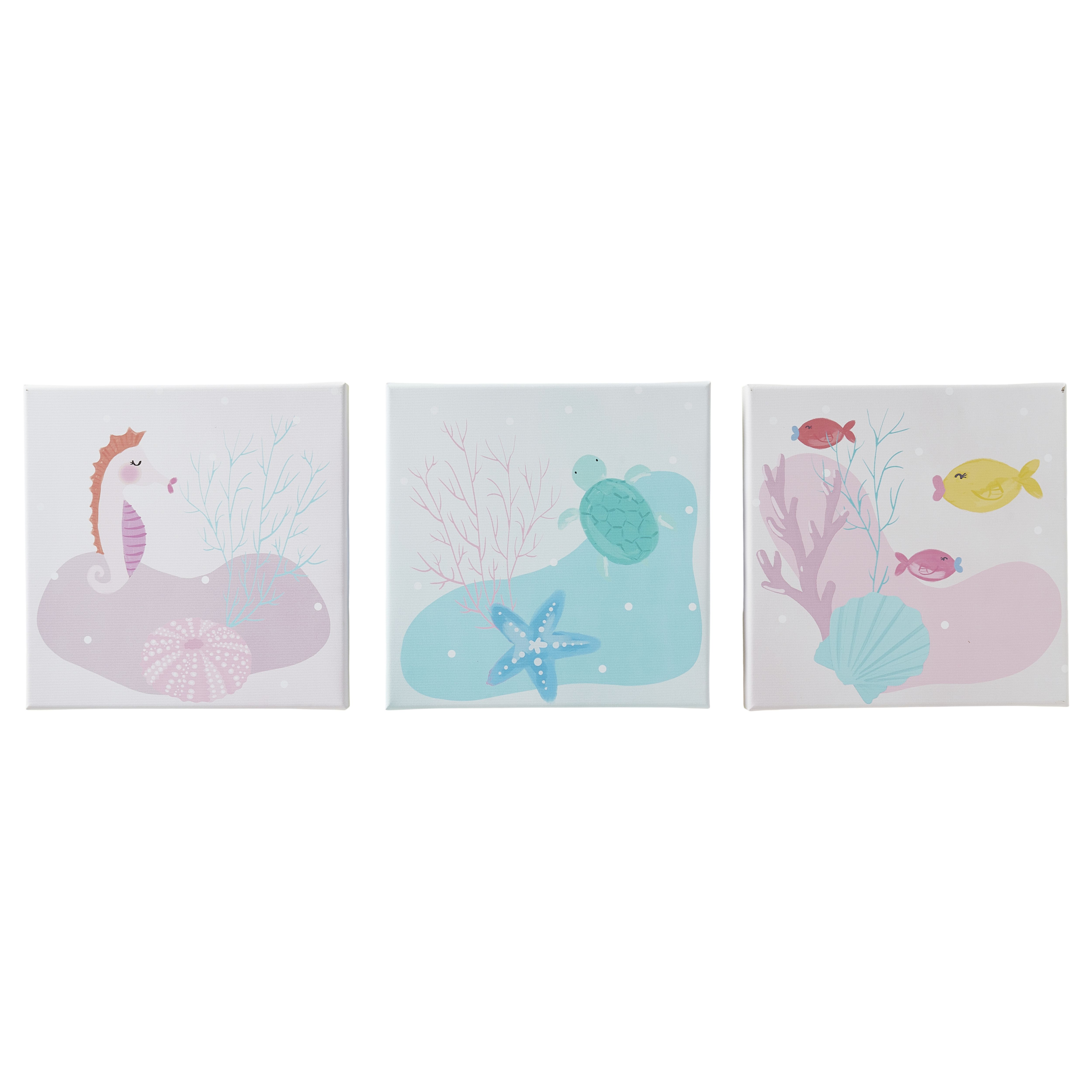 Kids Under the Sea Mutli Canvas art, Set of 3 (H)20cm x (W)20cm