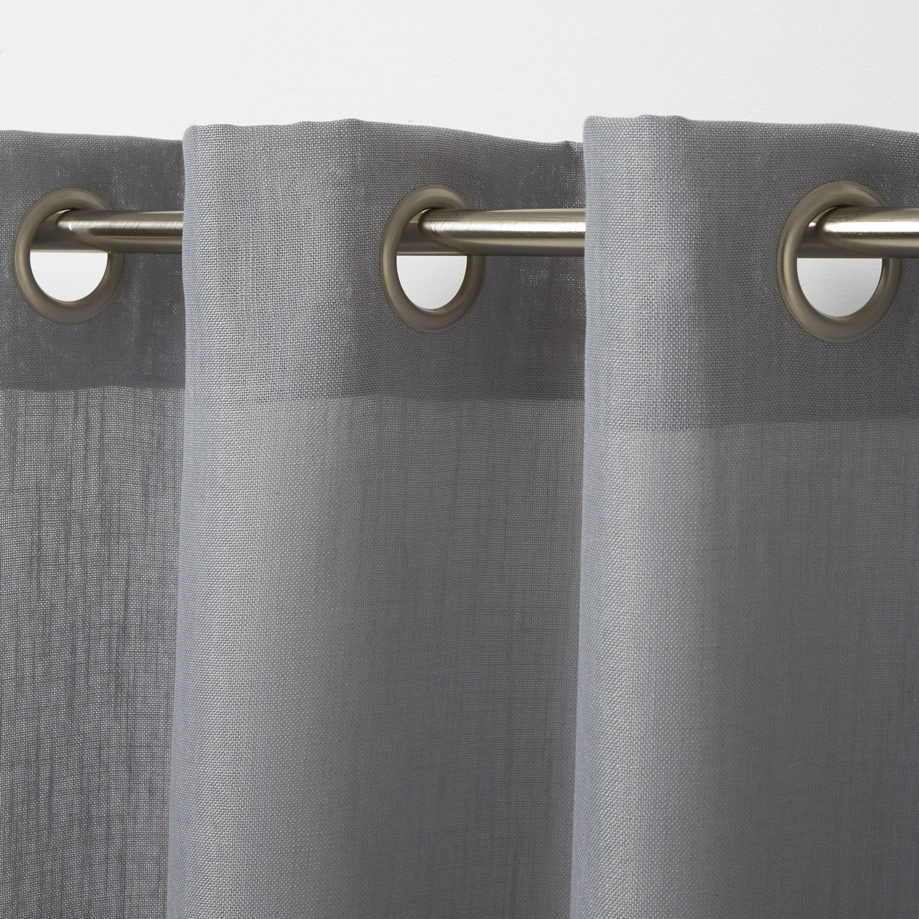Kippens Grey plain Unlined Eyelet Voile curtain (W)140cm (L)260cm, Single