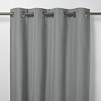 Klama Grey Plain Blackout Eyelet Curtain (W)140cm (L)260cm, Single