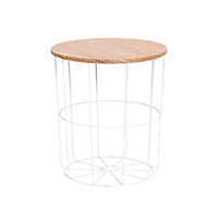 Kleca Ash veneer & white Side table (H)45cm (W)40.5cm (D)40.5cm
