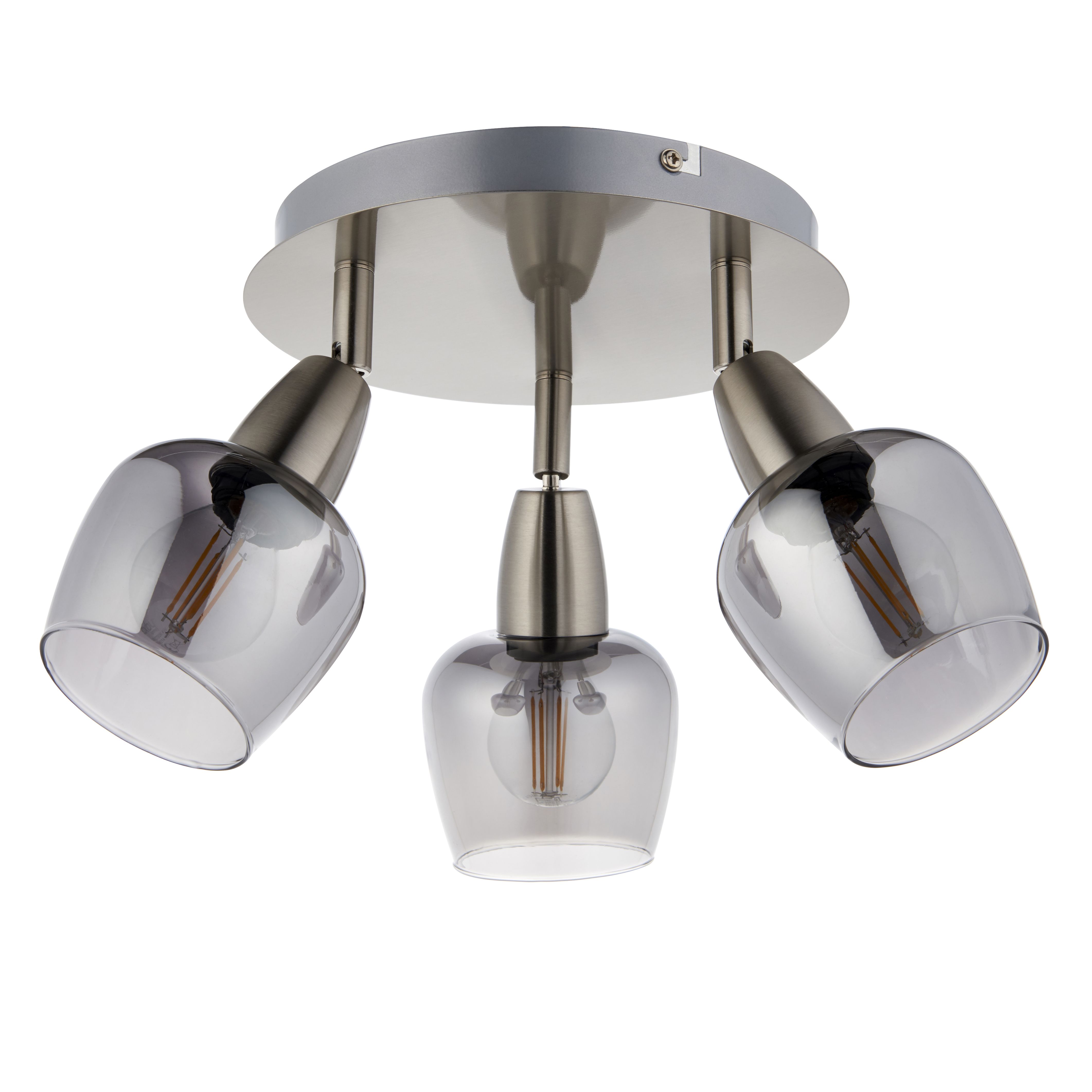 Kleo Satin Nickel effect Mains-powered 3 lamp Spotlight