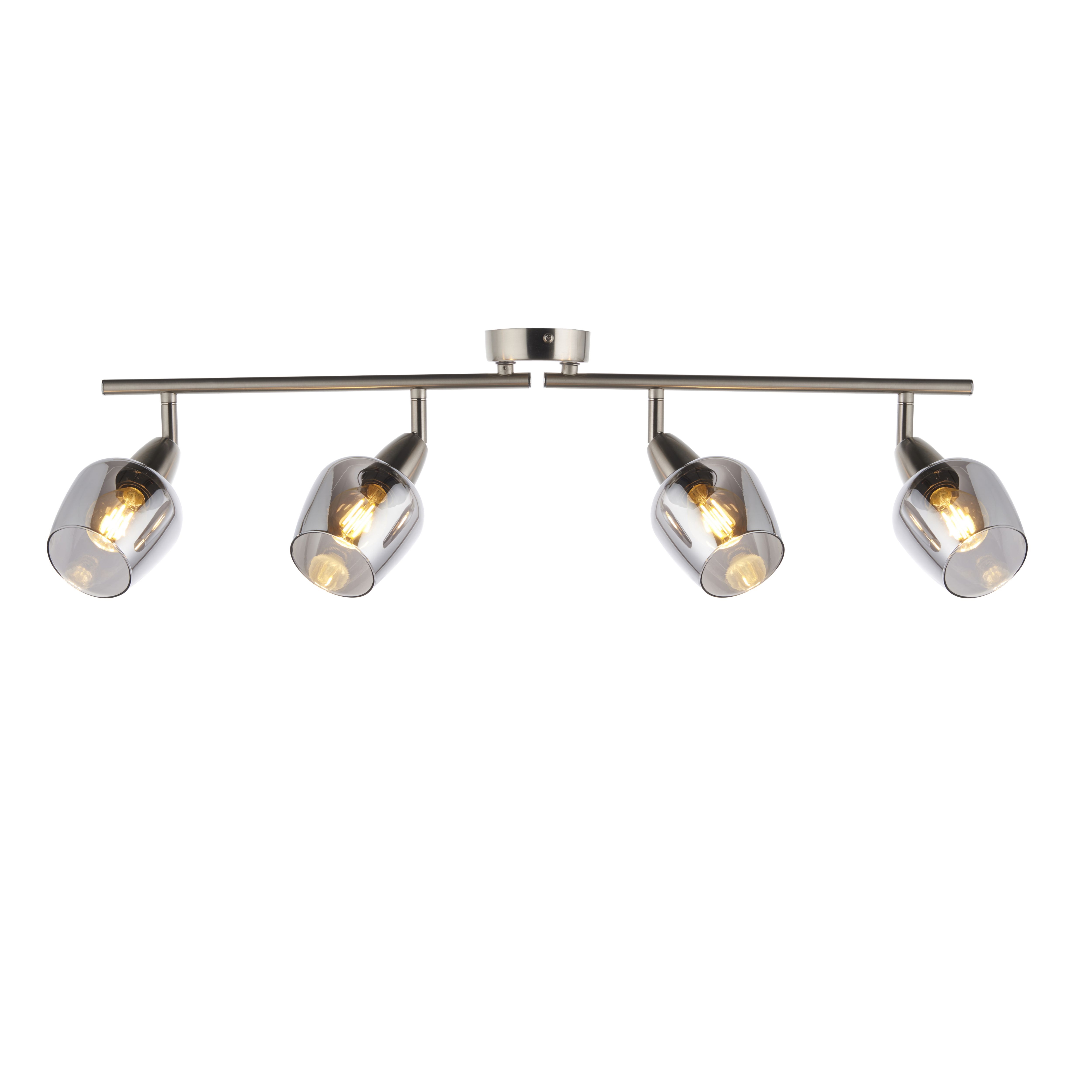 Kleo Satin Nickel effect Mains-powered 4 lamp Spotlight bar