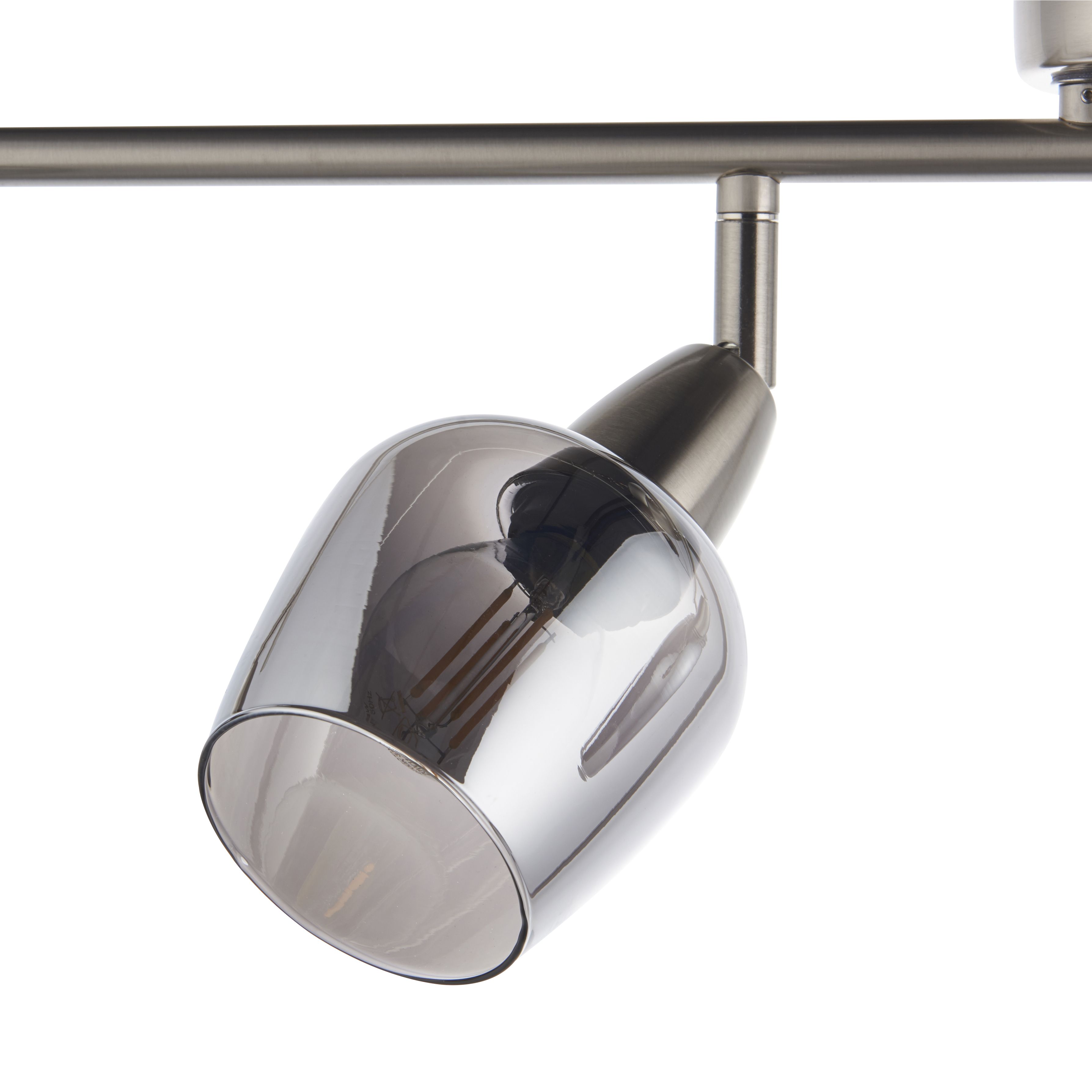Kleo Satin Nickel effect Mains-powered 4 lamp Spotlight bar