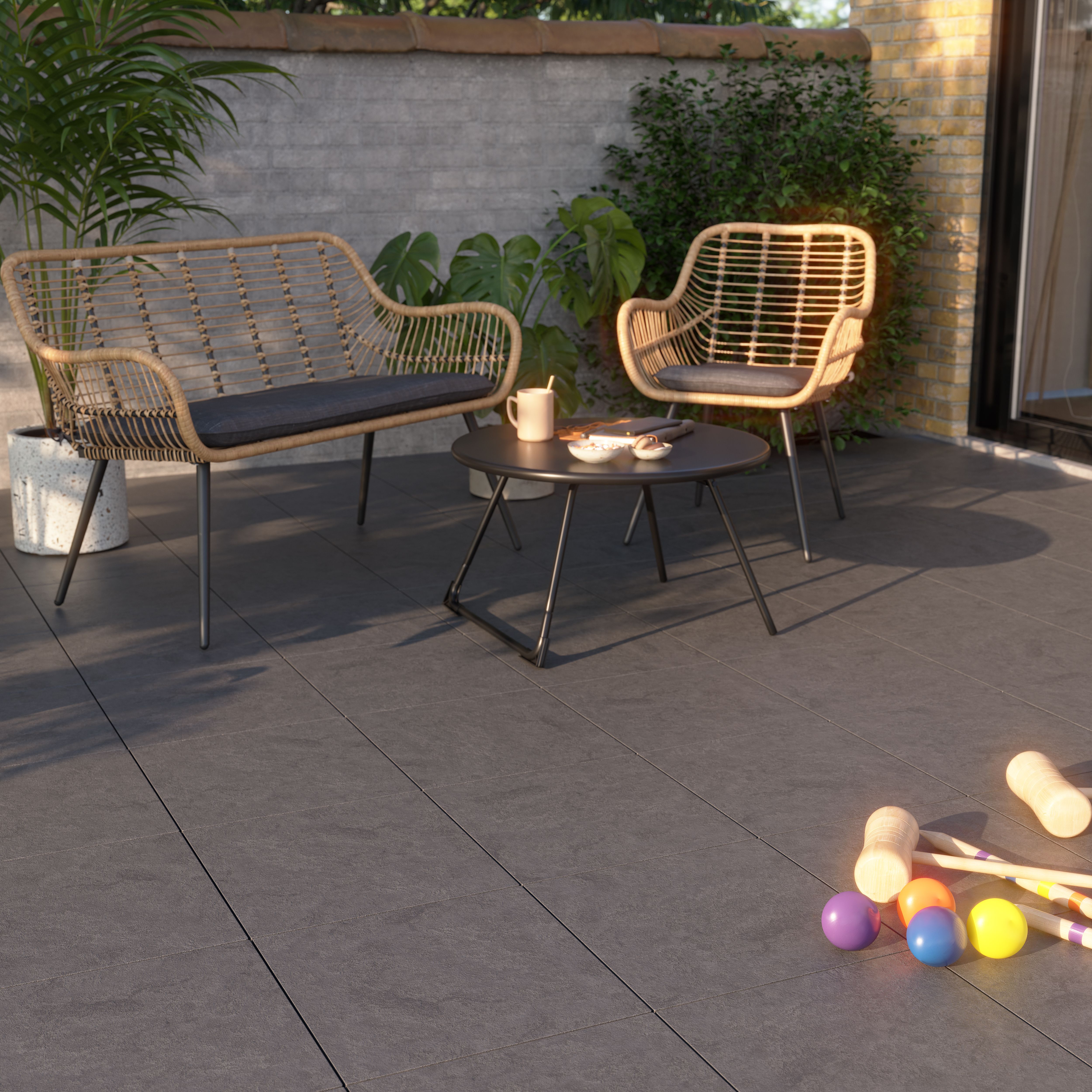 Klikstrom Angara Dark grey Clippable deck tile (L)40cm (W)40cm (T)45mm