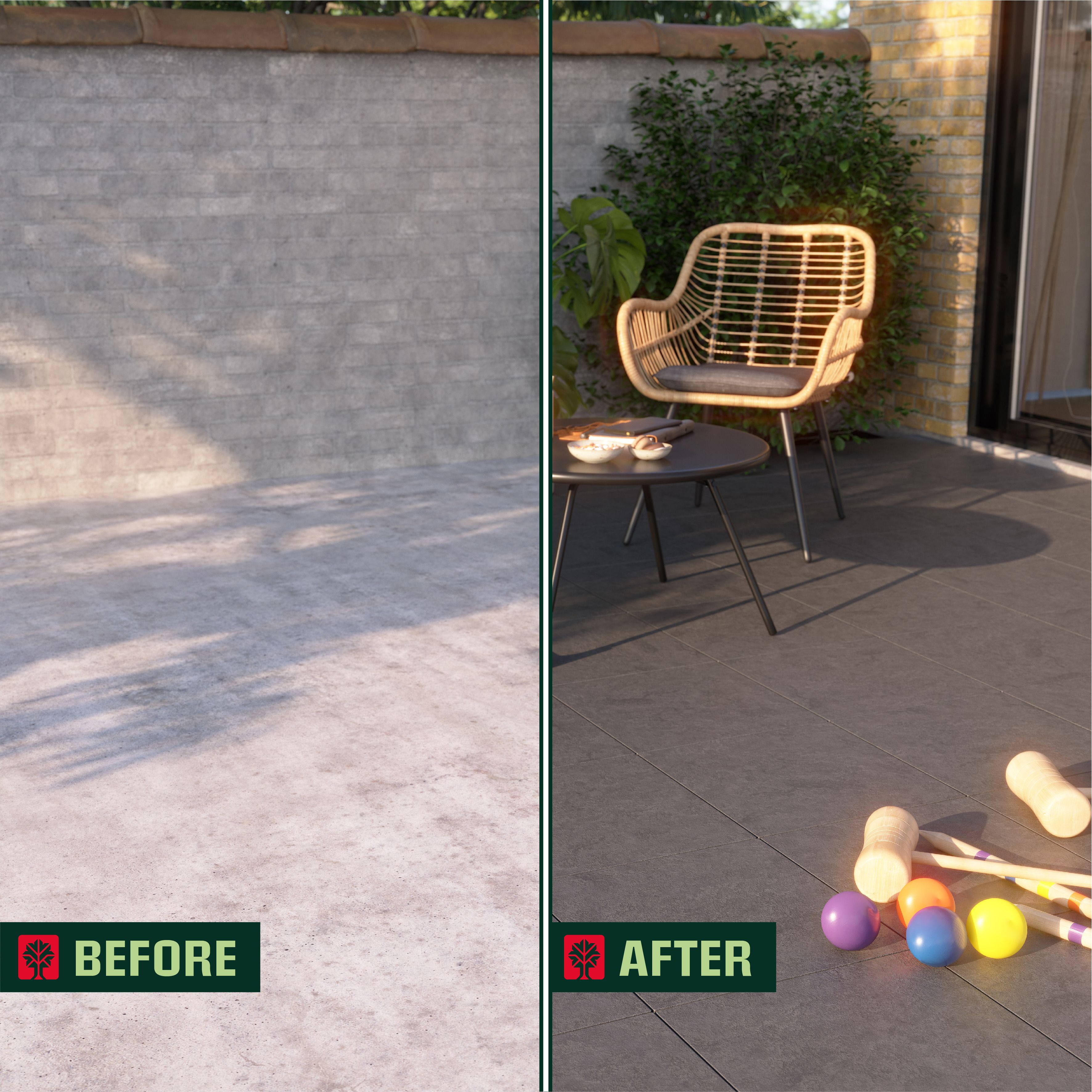 Klikstrom Angara Dark grey Clippable deck tile (L)40cm (W)40cm (T)45mm