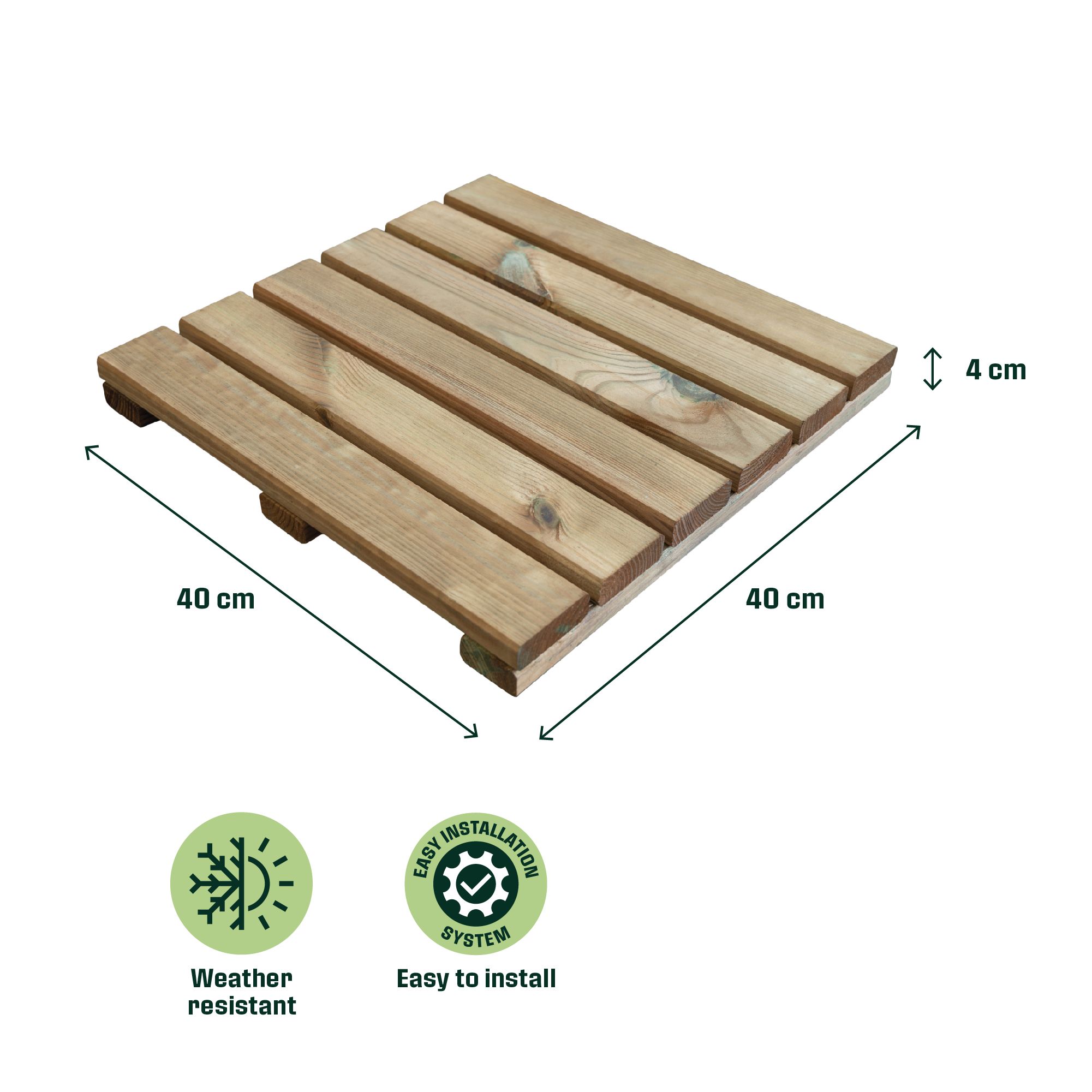 Klikstrom Maloy Brown Deck tile (L)40cm (W)40cm (T)40mm