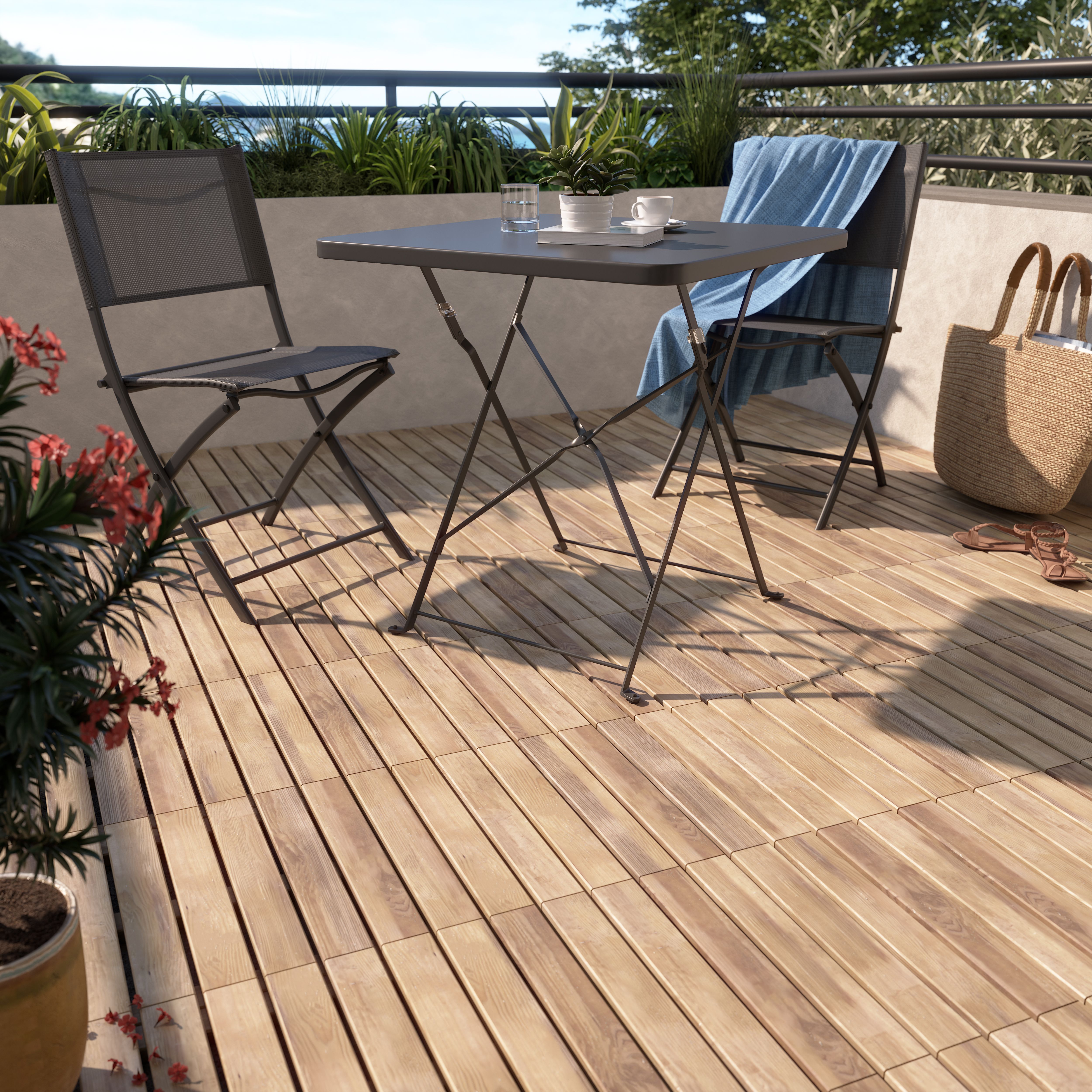 Klikstrom Maloy Brown Deck tile (L)40cm (W)40cm (T)40mm