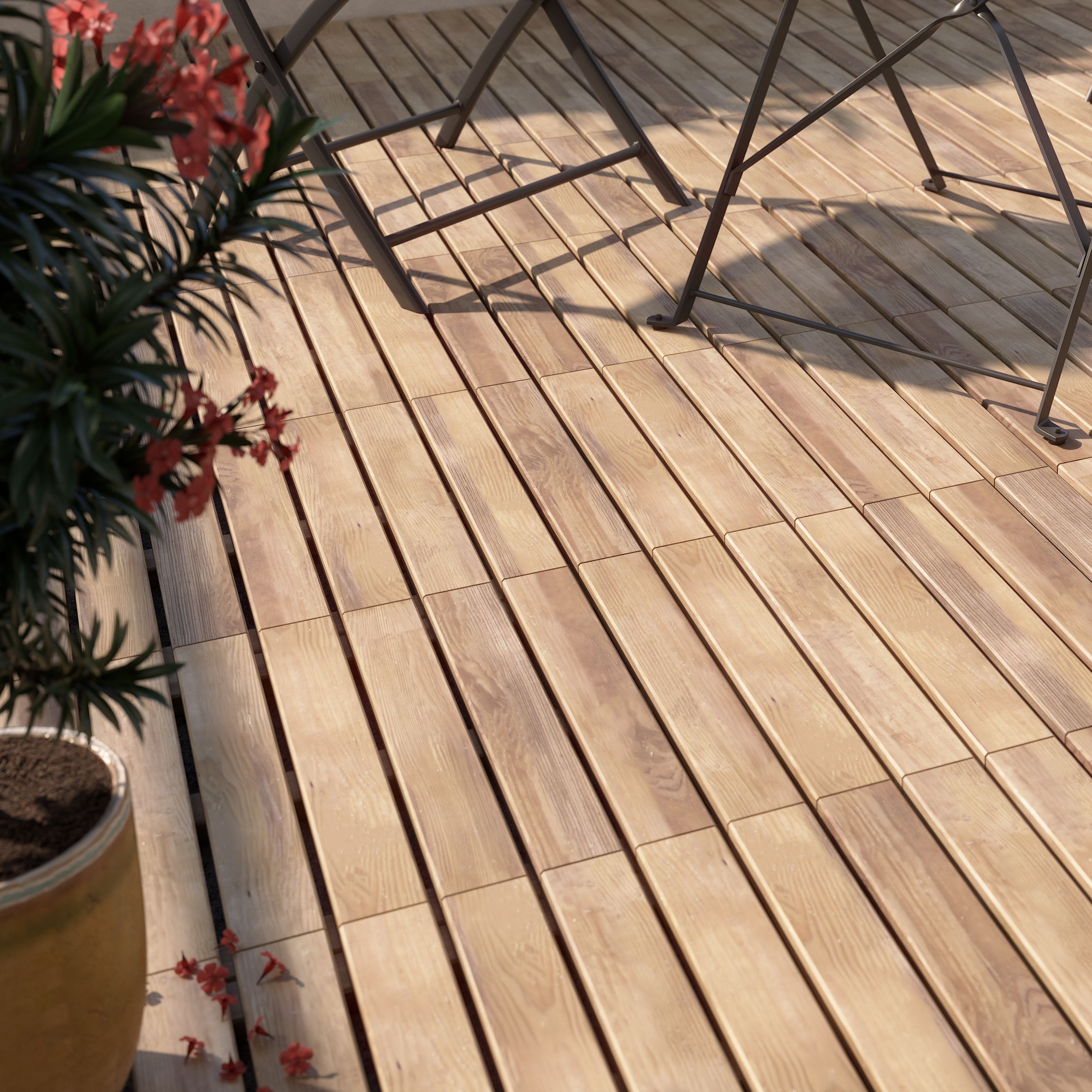 Klikstrom Maloy Brown Deck tile (L)40cm (W)40cm (T)40mm