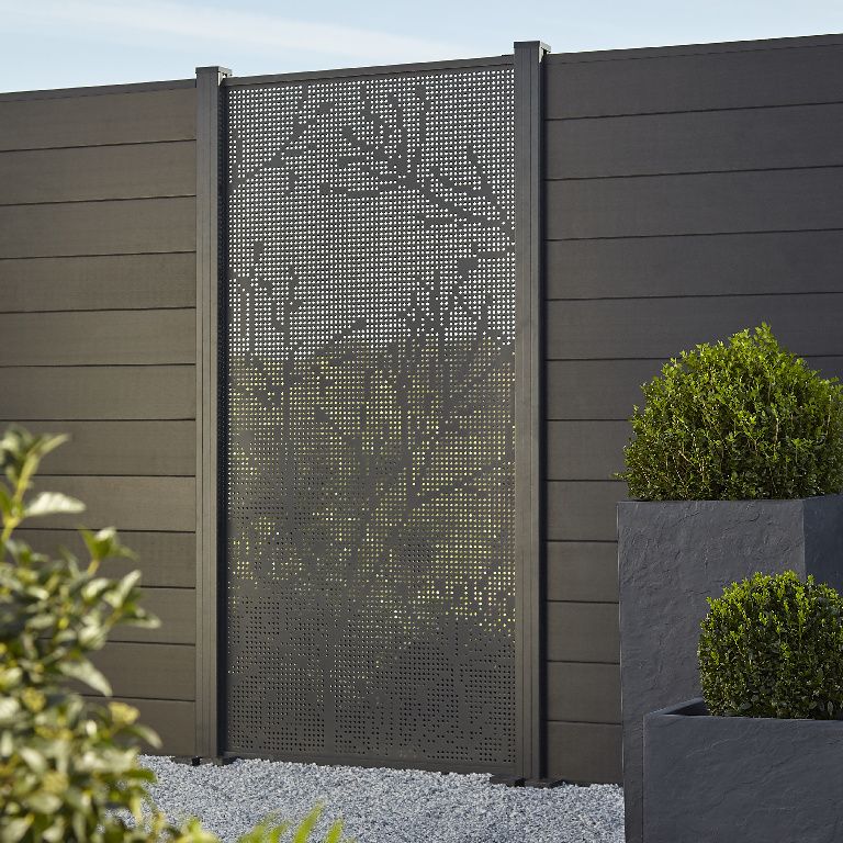 Klikstrom Neva Dark grey Metal 1/2 fence panel (W)0.88m (H)1.79m