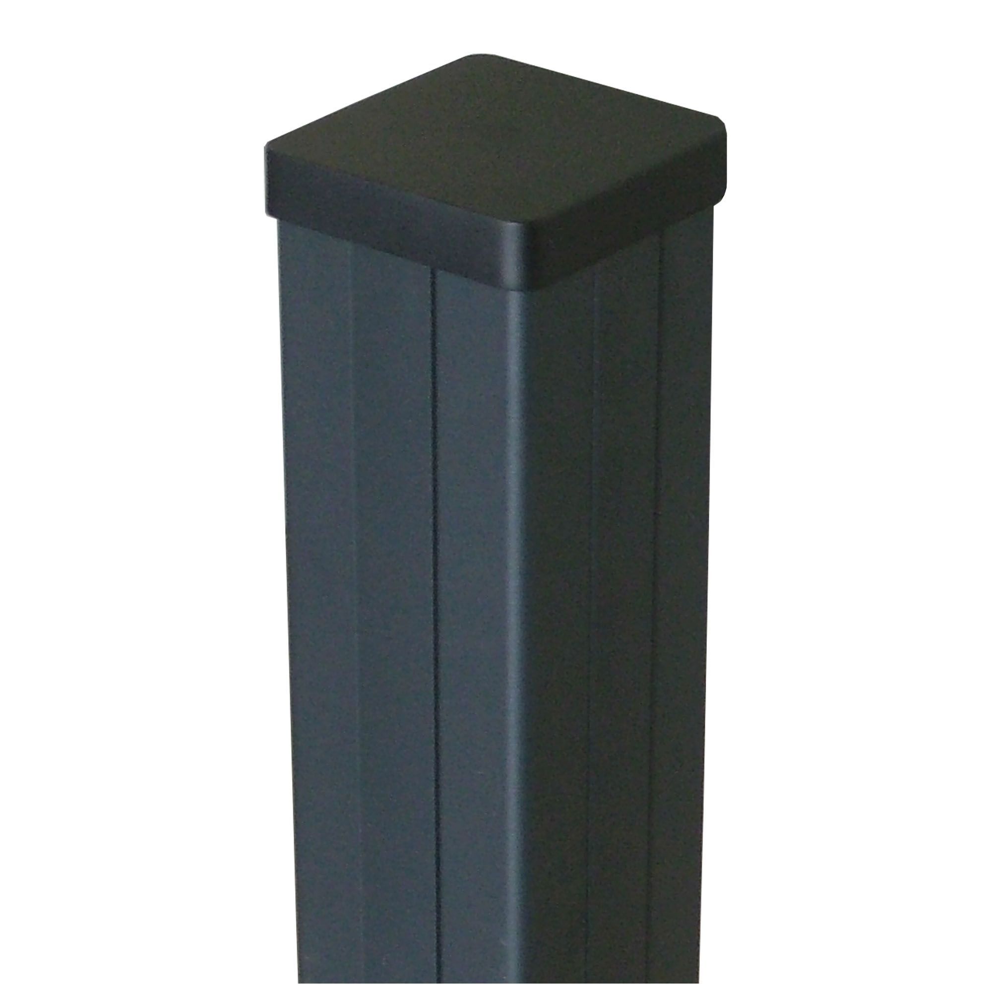 Klikstrom Neva Dark grey Slotted Square Metal Fence post (H)2.4m (W)70mm