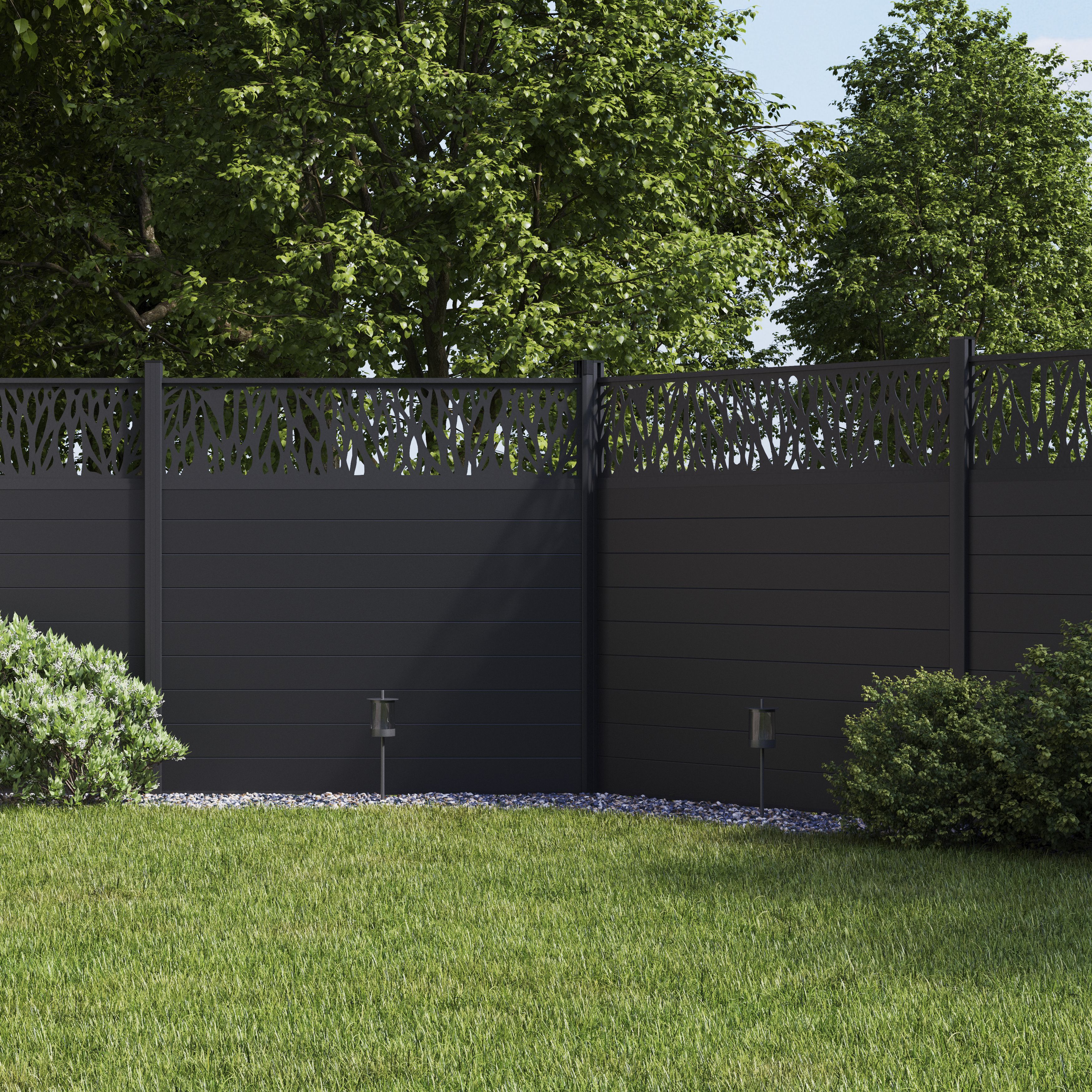 Klikstrom Neva Dark grey Slotted Square Metal Fence post (H)2.4m (W)70mm