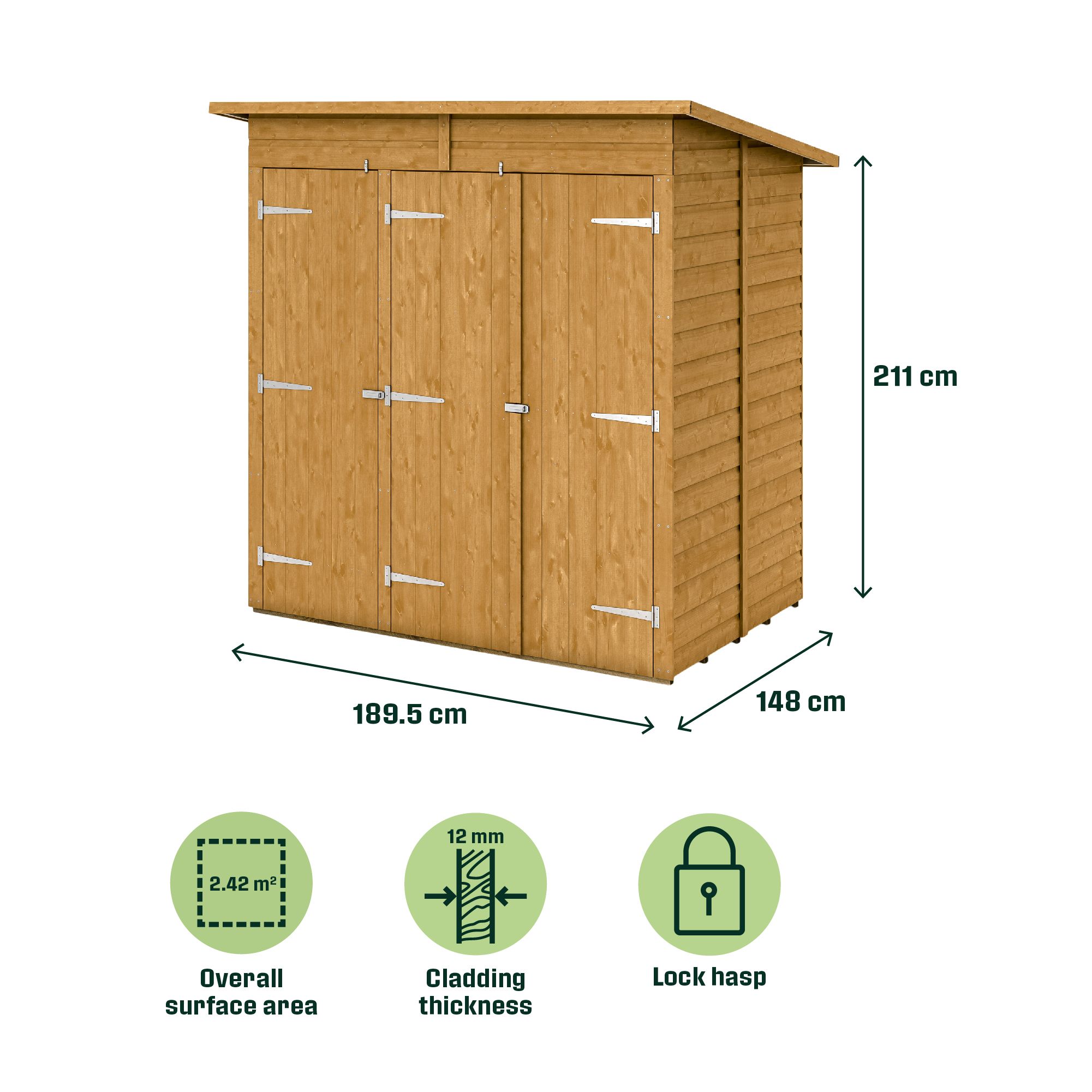 Klikstrom Pent 3 door Shed with floor