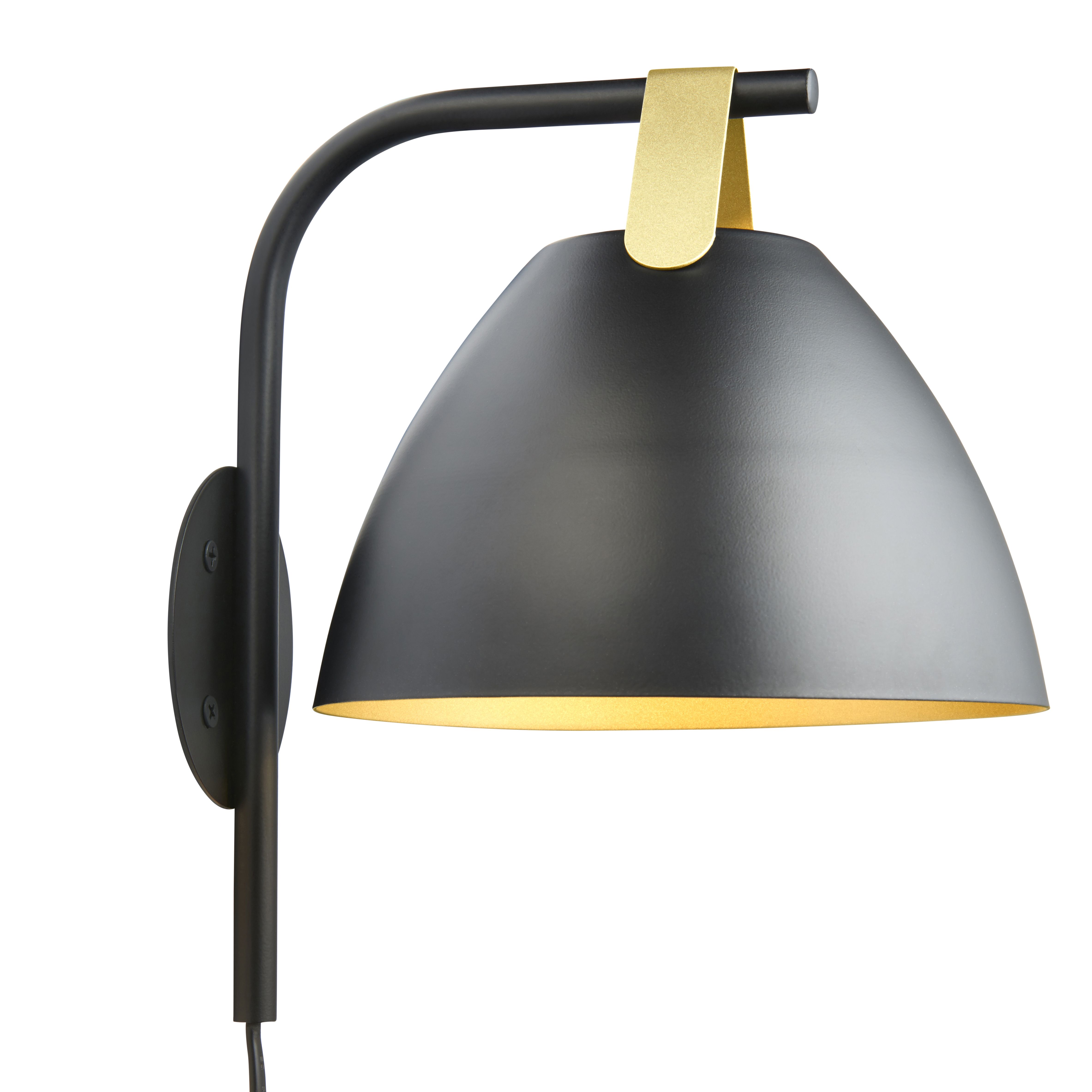 Black and gold wall 2024 sconce plug in