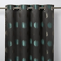 Kolla Dark green Spotted Unlined Eyelet Curtain (W)167cm (L)183cm, Single