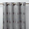 Kolla Grey Spotted Unlined Eyelet Curtain (W)140cm (L)260cm, Single