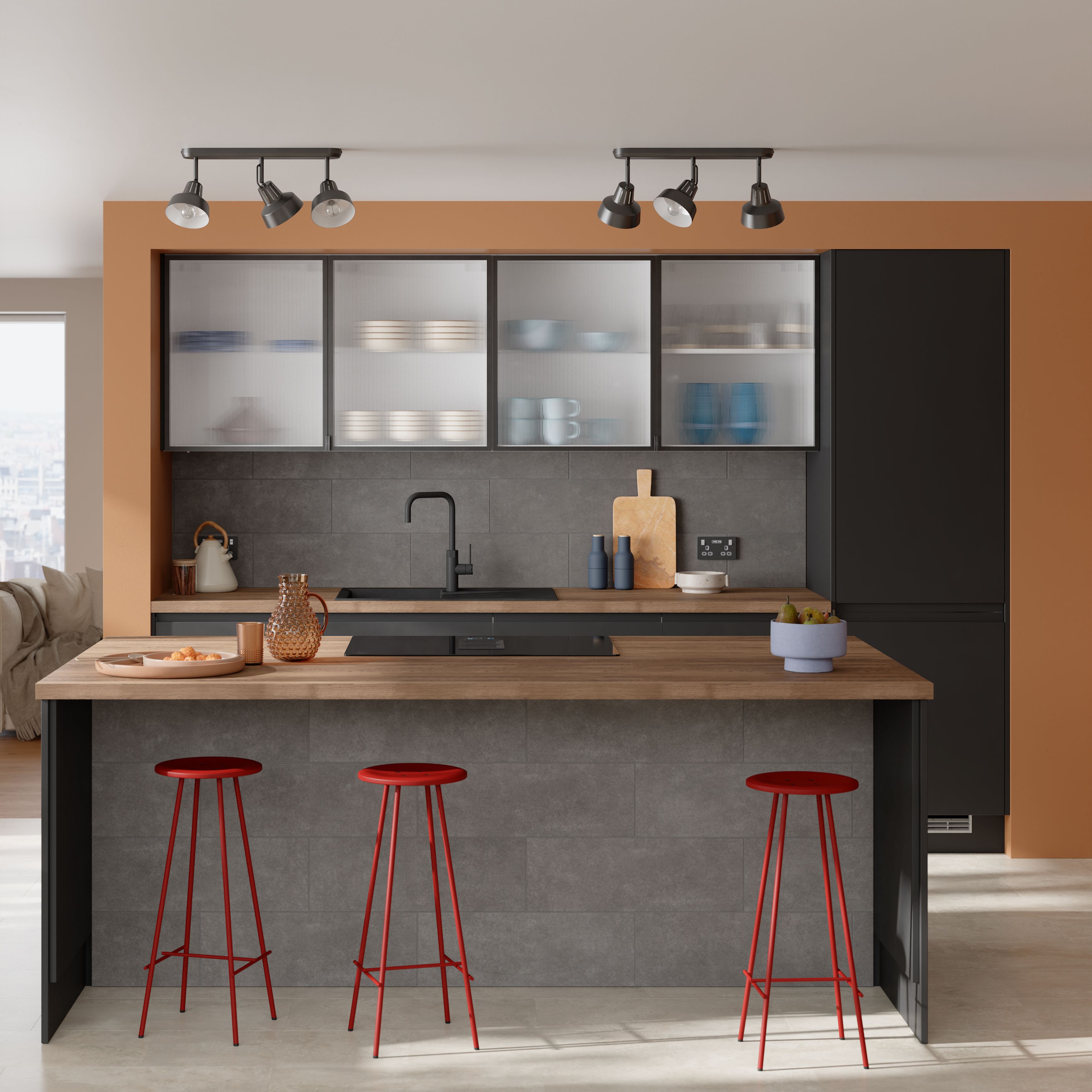 Konkrete Anthracite Matt Concrete effect Ceramic Indoor Wall Tile Sample
