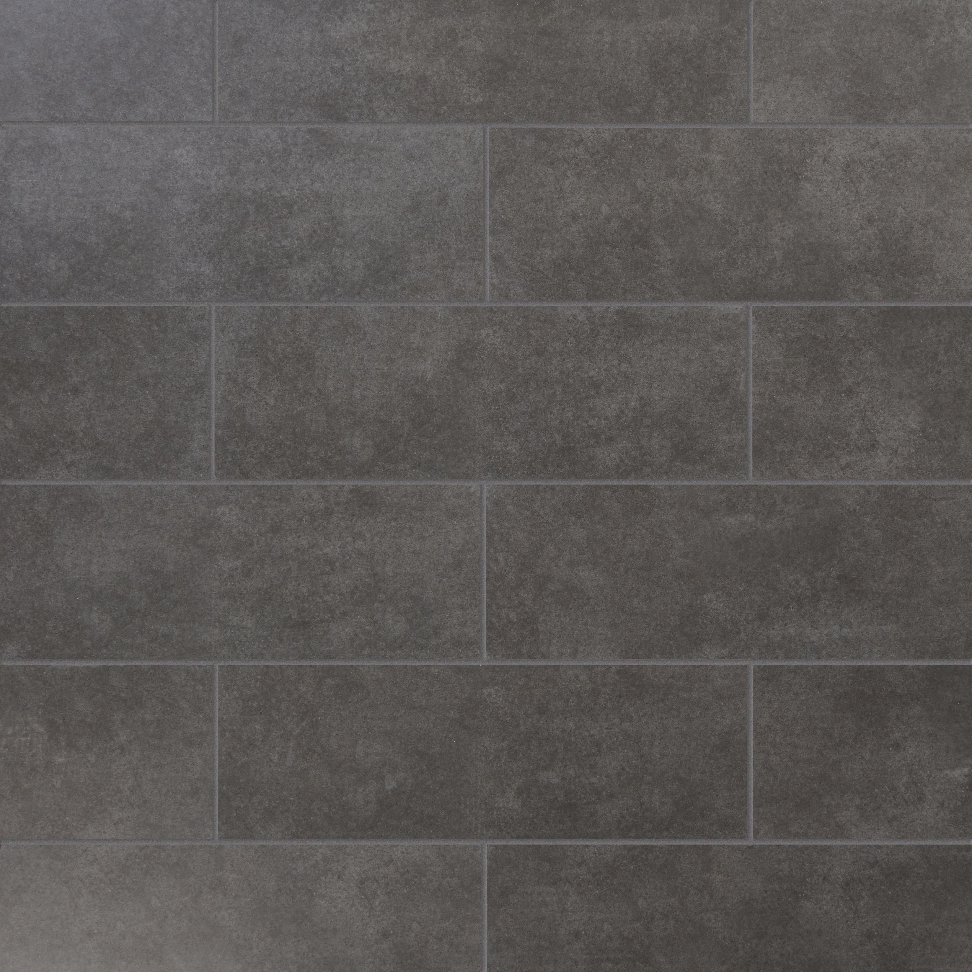 Konkrete Anthracite Matt Konkrete Concrete effect Ceramic Indoor Wall tile, Pack of 8, (L)600mm (W)200mm