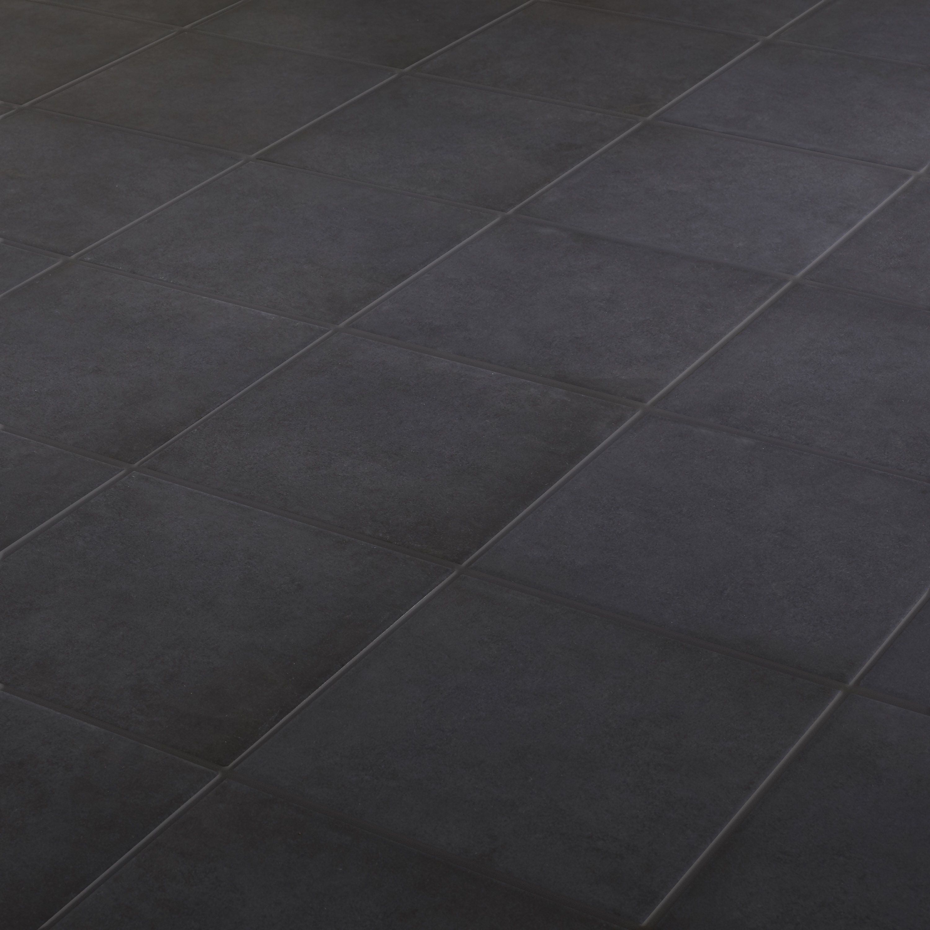 Konkrete Black Matt Stone effect Porcelain Wall & floor Tile, Pack of 34, (L)200mm (W)200mm
