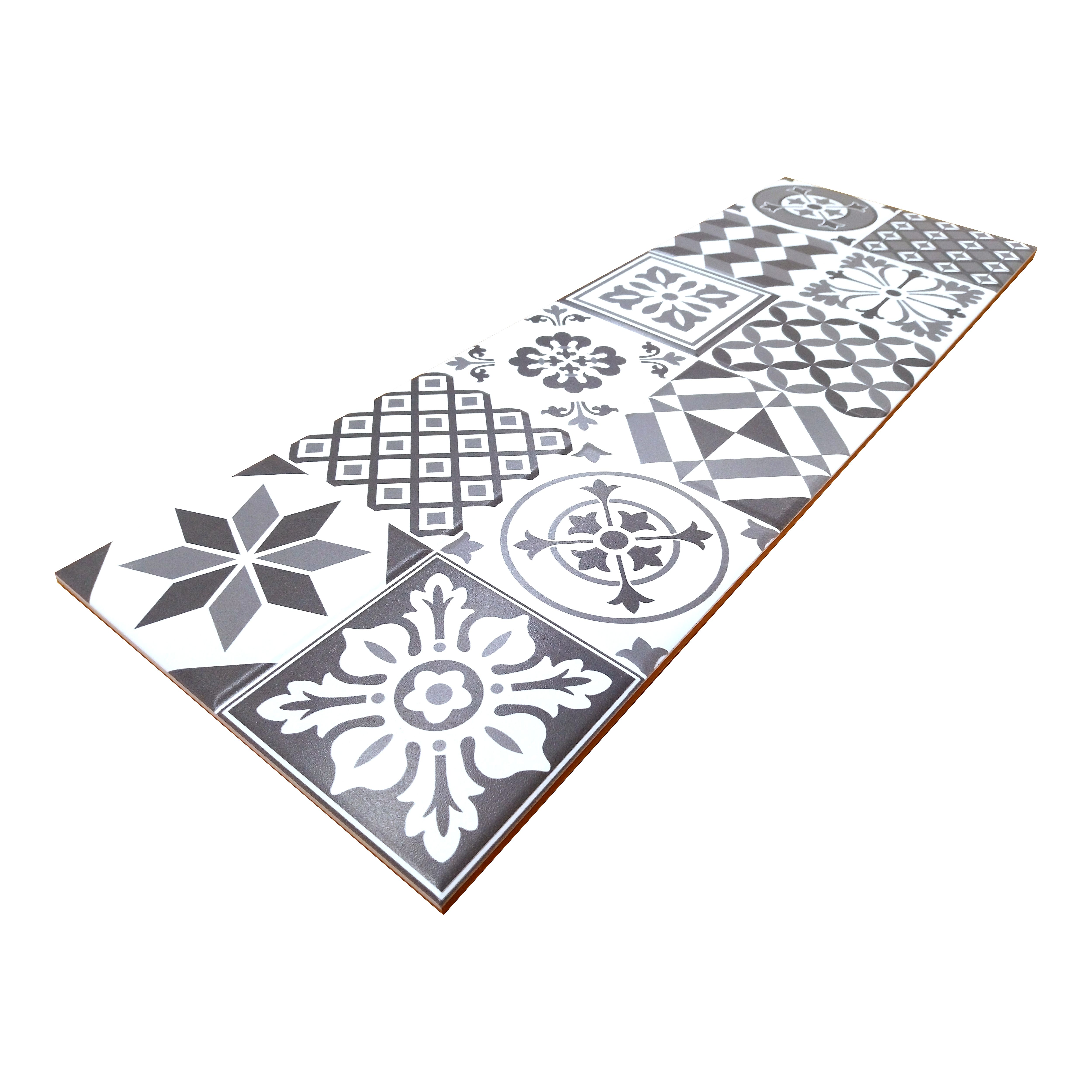 Konkrete Black & white Matt 3D decor Concrete effect Ceramic Wall Tile, Pack of 8, (L)600mm (W)200mm