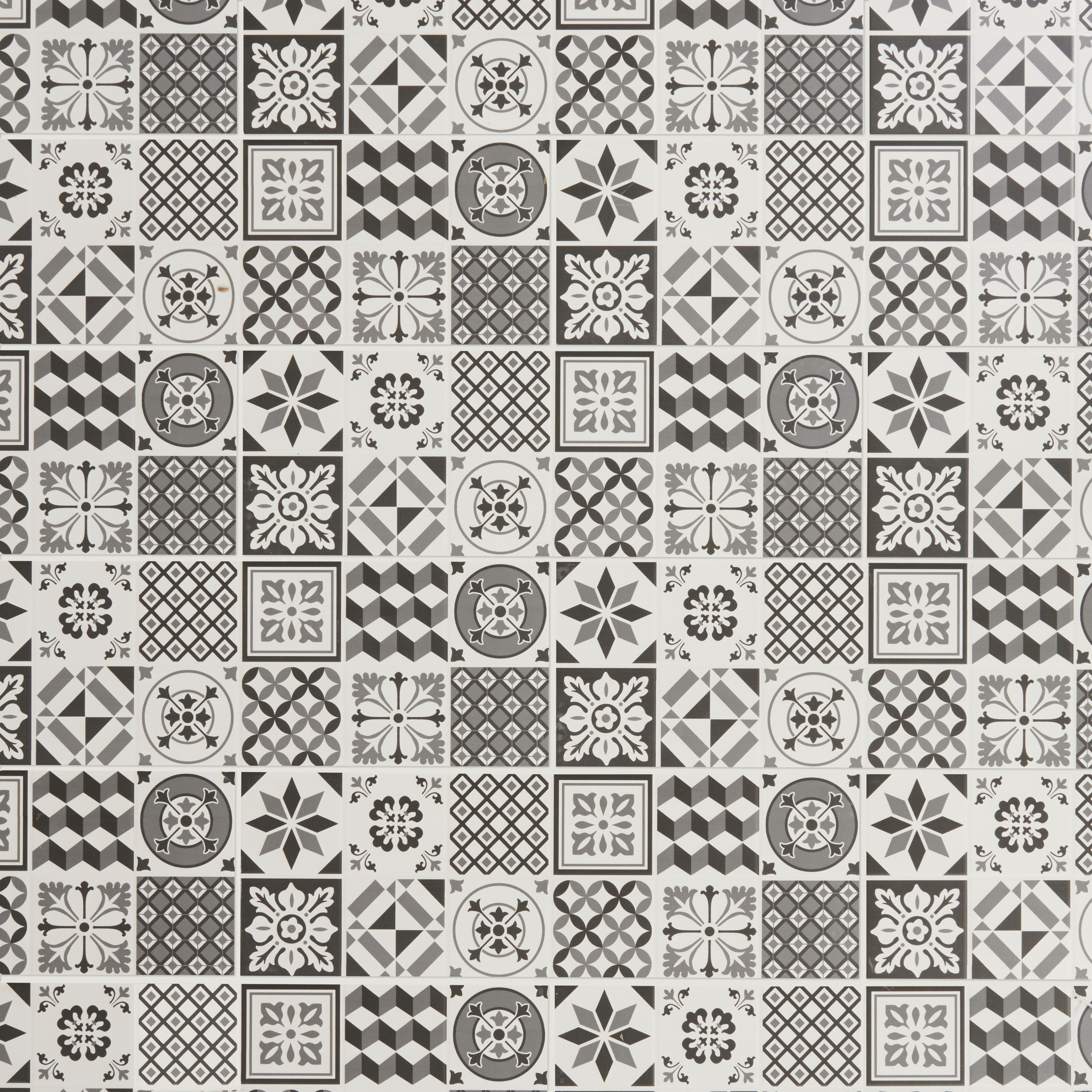Konkrete Black & white Matt 3D decor Concrete effect Ceramic Wall Tile, Pack of 8, (L)600mm (W)200mm
