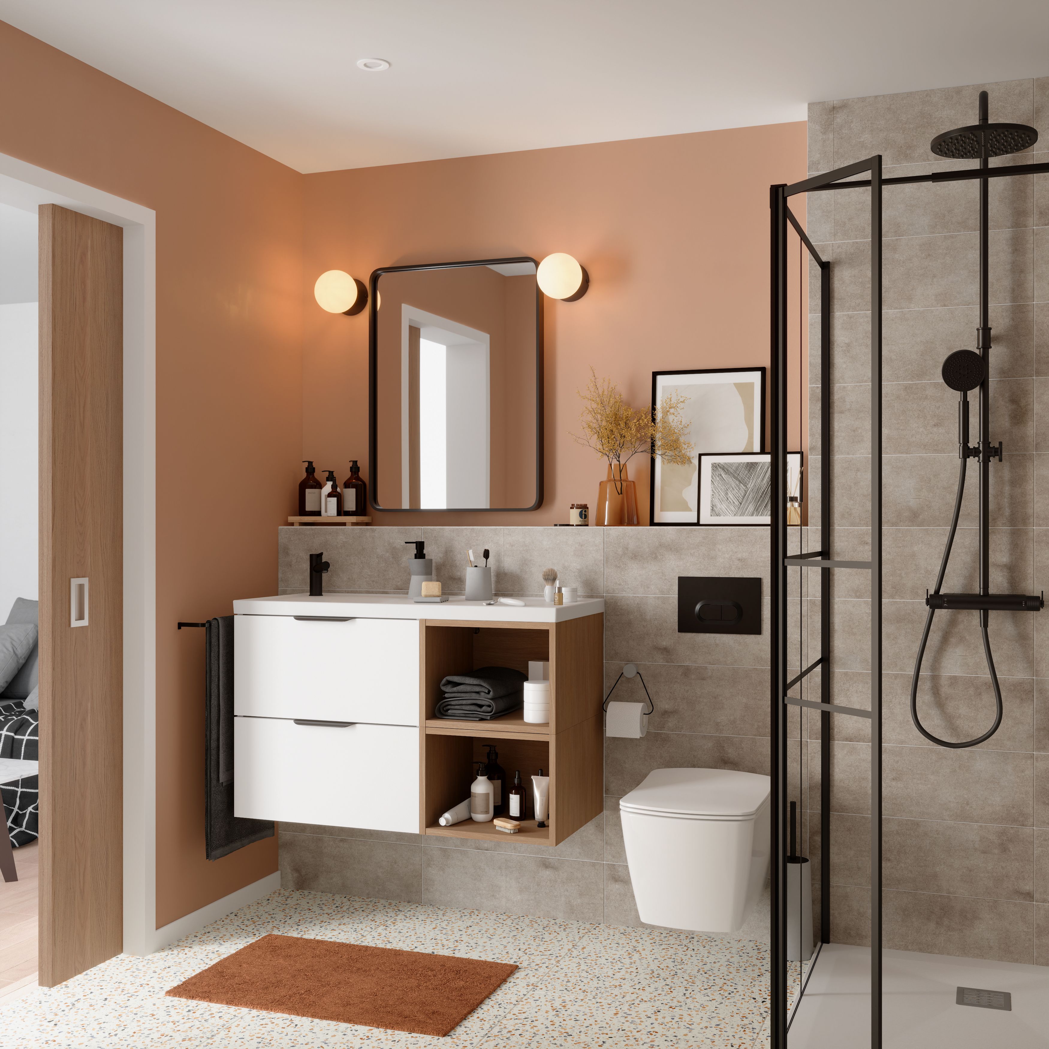 Konkrete Grey Matt Konkrete Concrete effect Ceramic Wall Tile, Pack of 8, (L)600mm (W)200mm