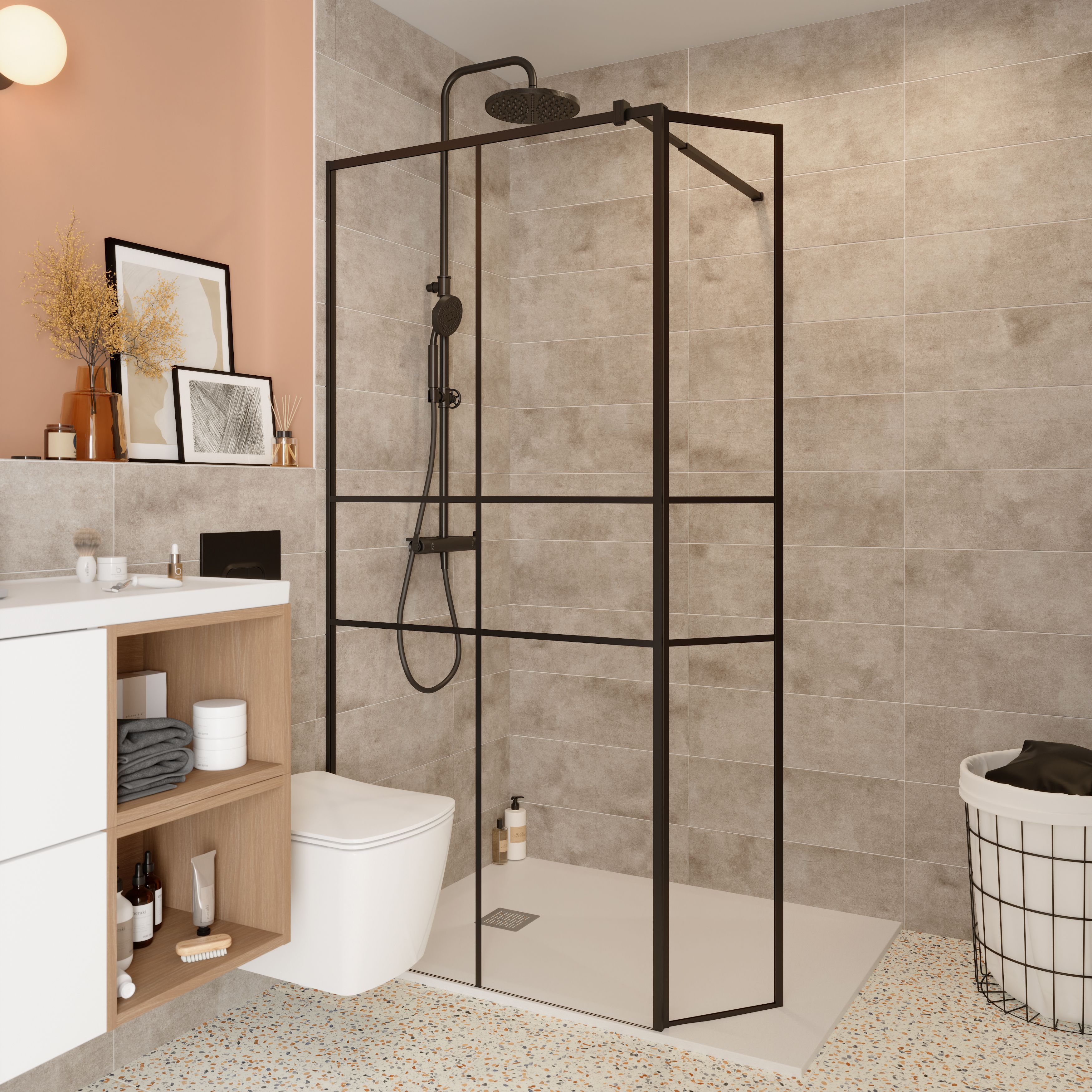 Konkrete Grey Matt Konkrete Concrete effect Ceramic Wall Tile, Pack of 8, (L)600mm (W)200mm