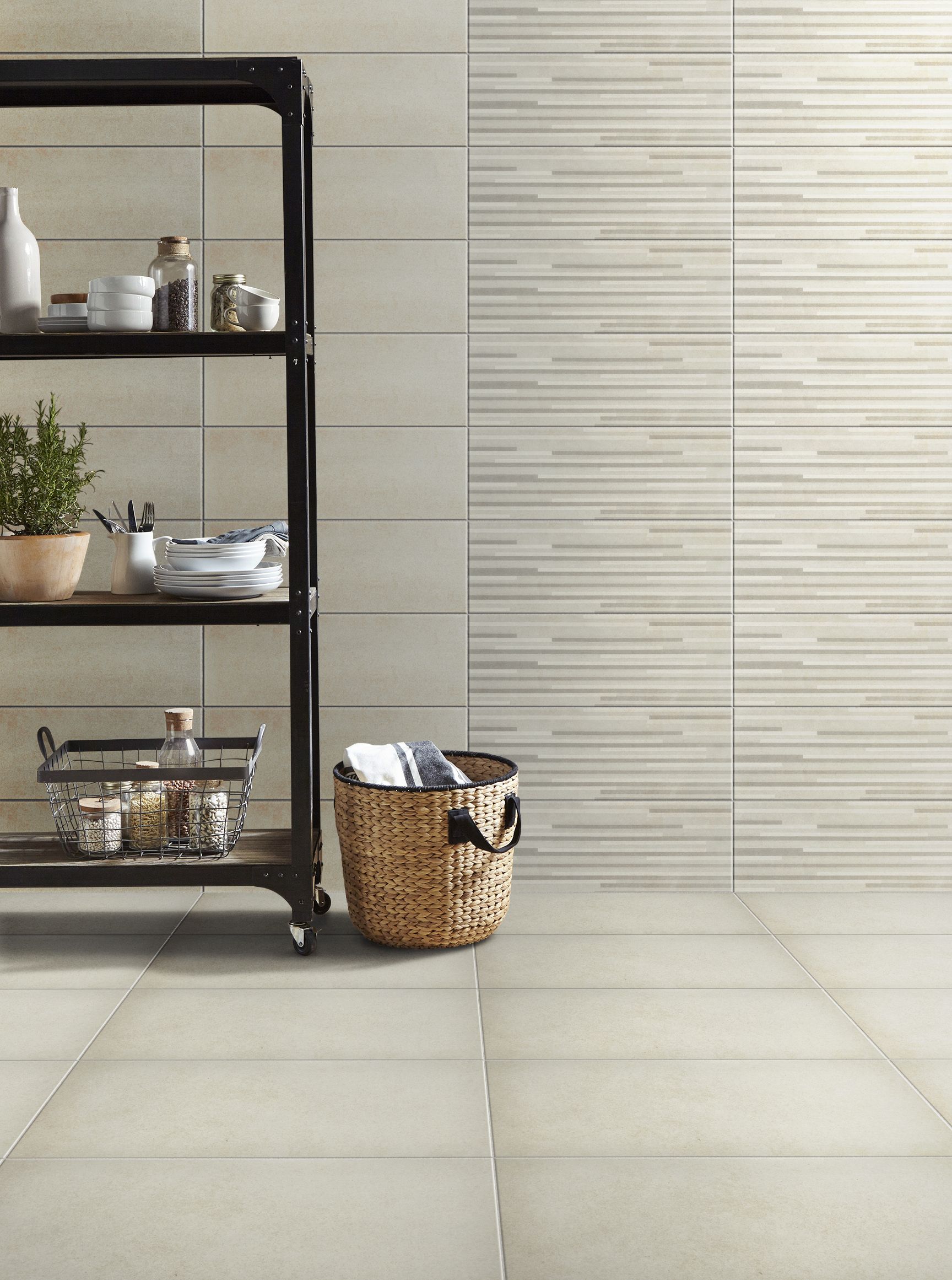 Konkrete Ivory Matt Konkrete Concrete effect Ceramic Wall Tile, Pack of 8, (L)600mm (W)200mm