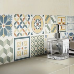 Konkrete Multicolour Matt Concrete effect 3D decor Ceramic Indoor Wall Tile, Pack of 8, (L)600mm (W)200mm