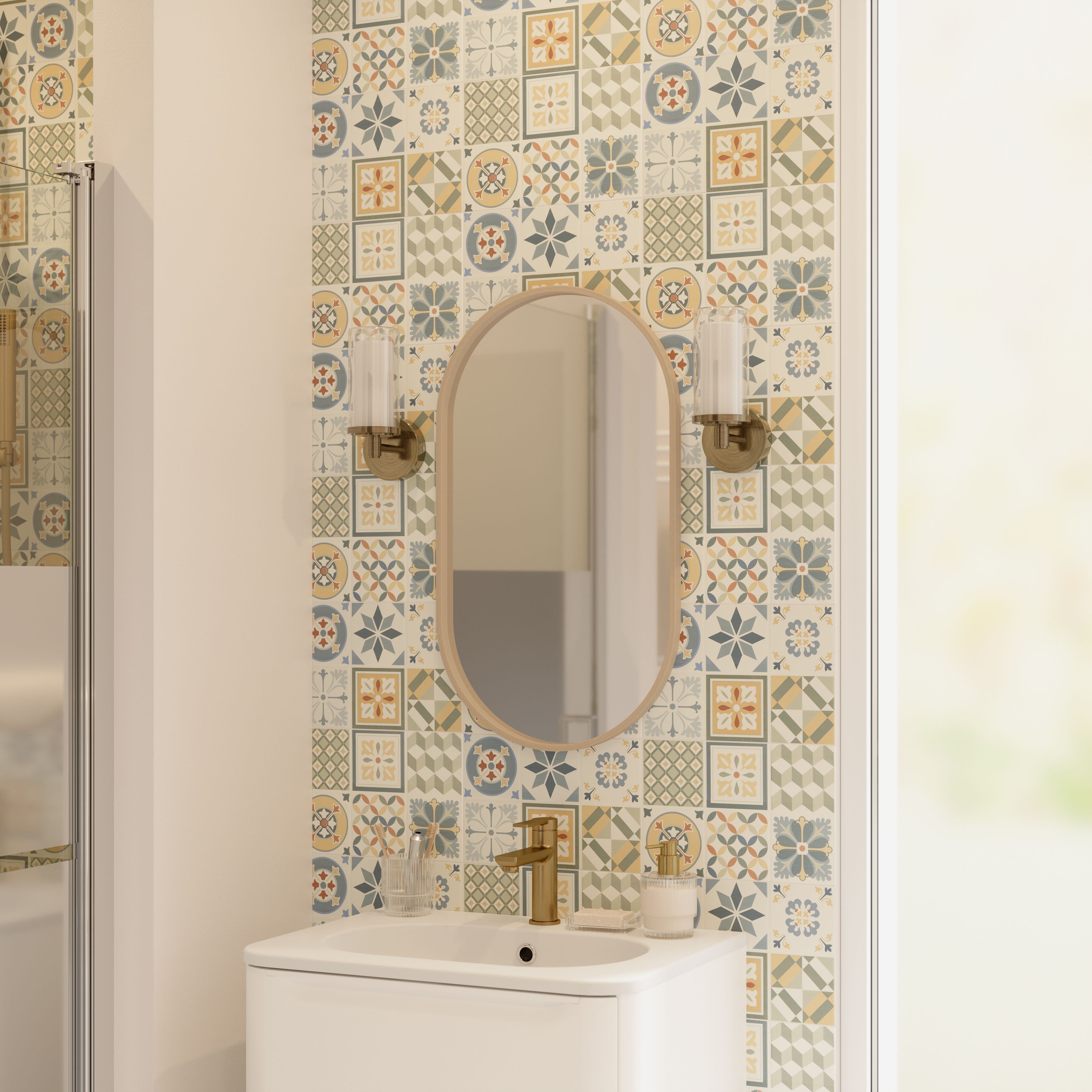 Konkrete Multicolour Matt Concrete effect Ceramic Indoor Wall Tile Sample