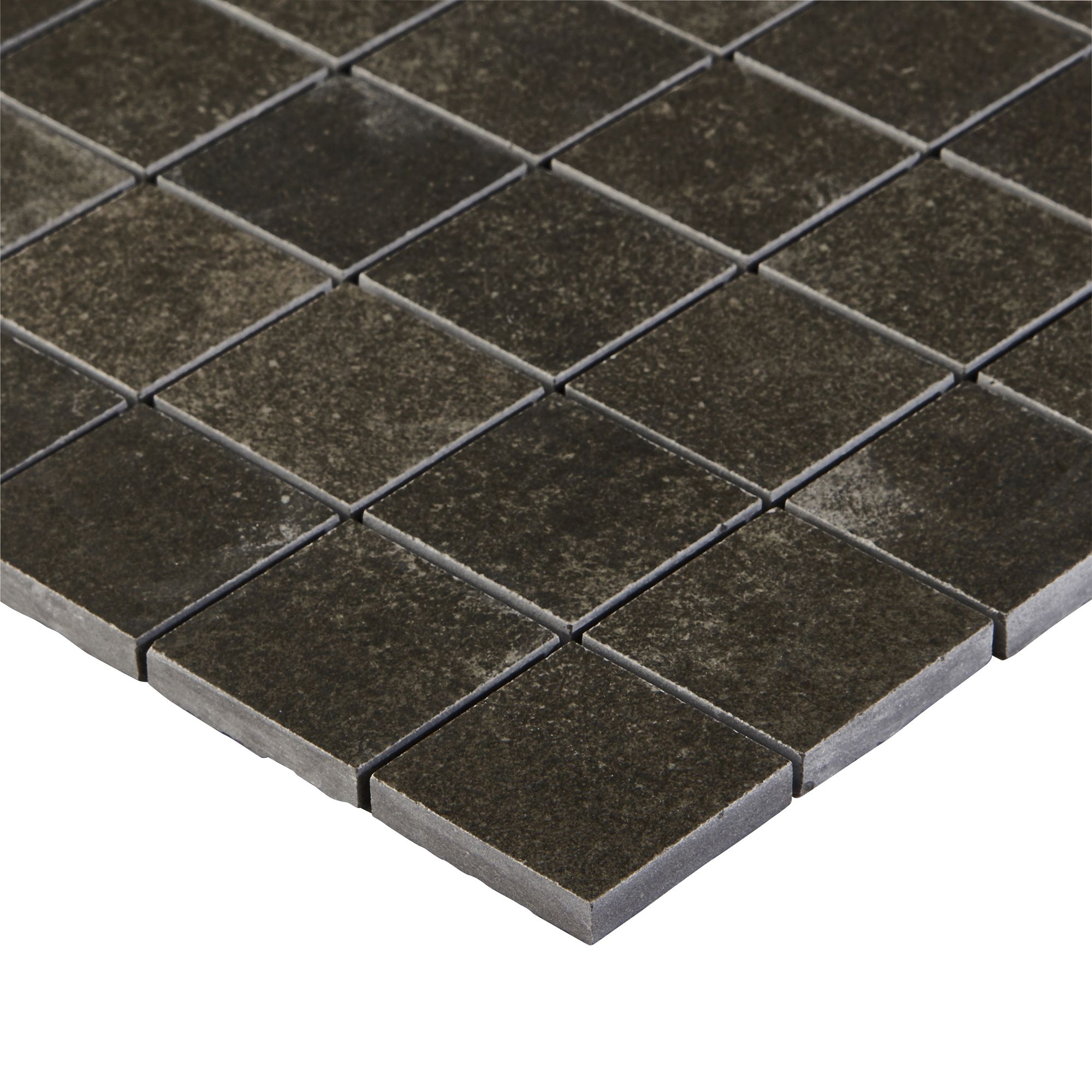 Kontainer Anthracite Matt Concrete effect Porcelain 5x5 Mosaic tile sheet, (L)305mm (W)305mm