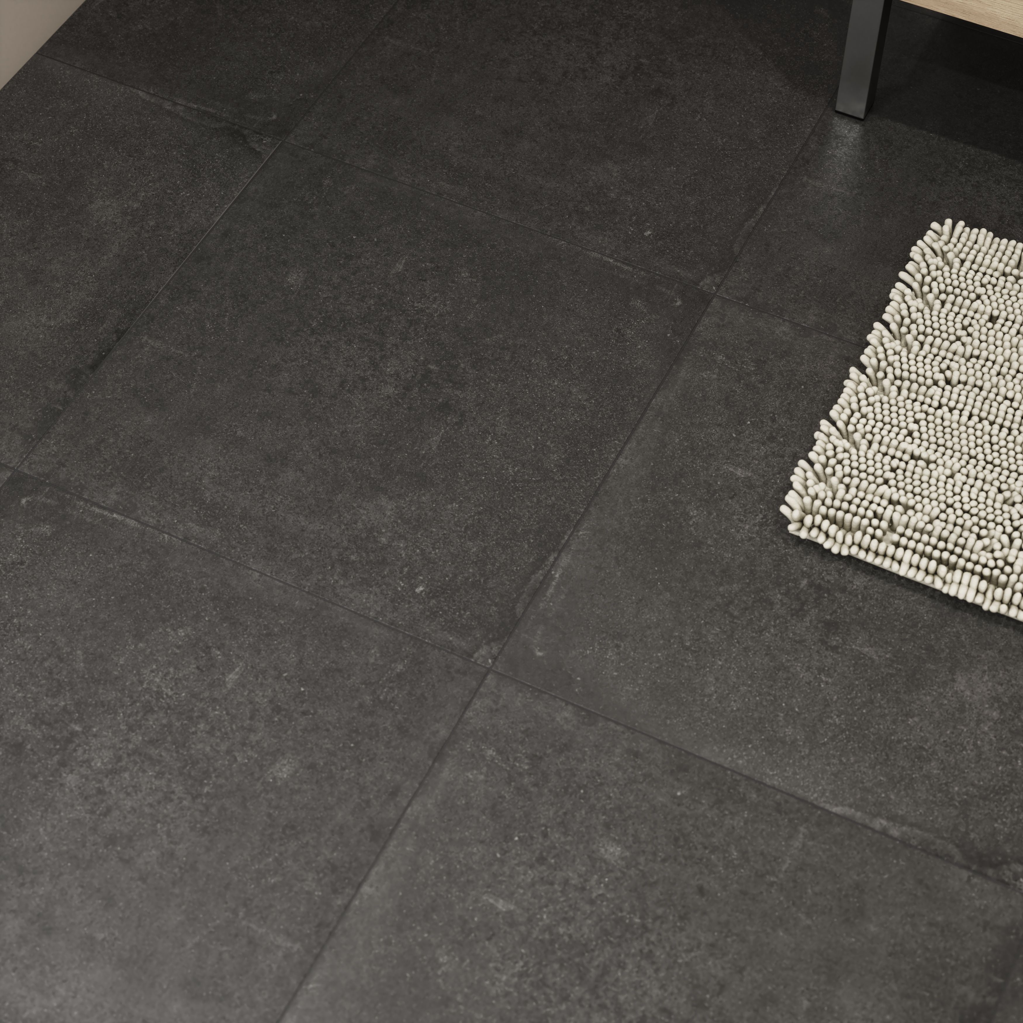 Kontainer Anthracite Matt Flat Concrete effect Porcelain Wall & floor Tile, Pack of 3, (L)590mm (W)590mm