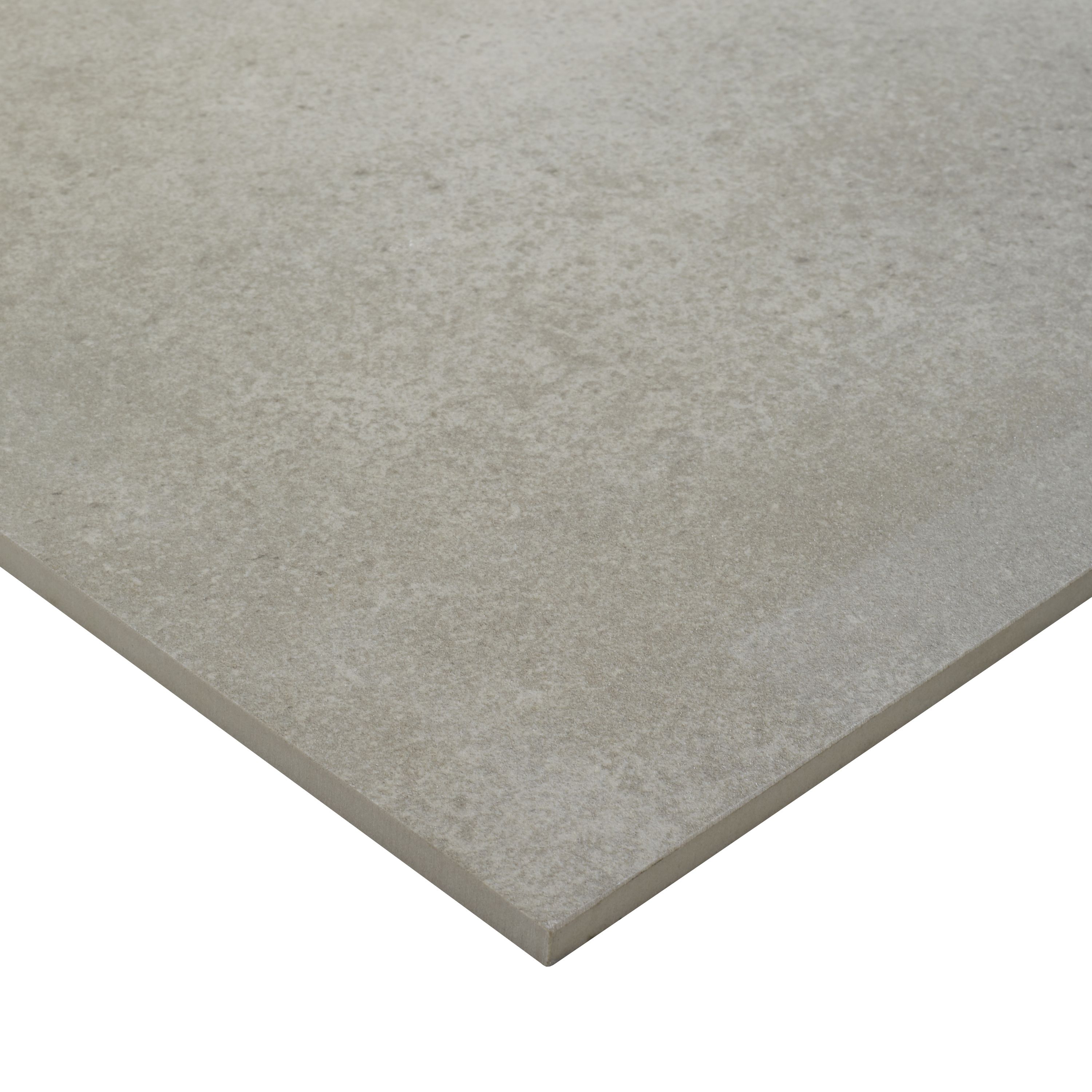 Kontainer Greige Matt Flat Concrete effect Porcelain Wall & floor Tile, Pack of 3, (L)590mm (W)590mm
