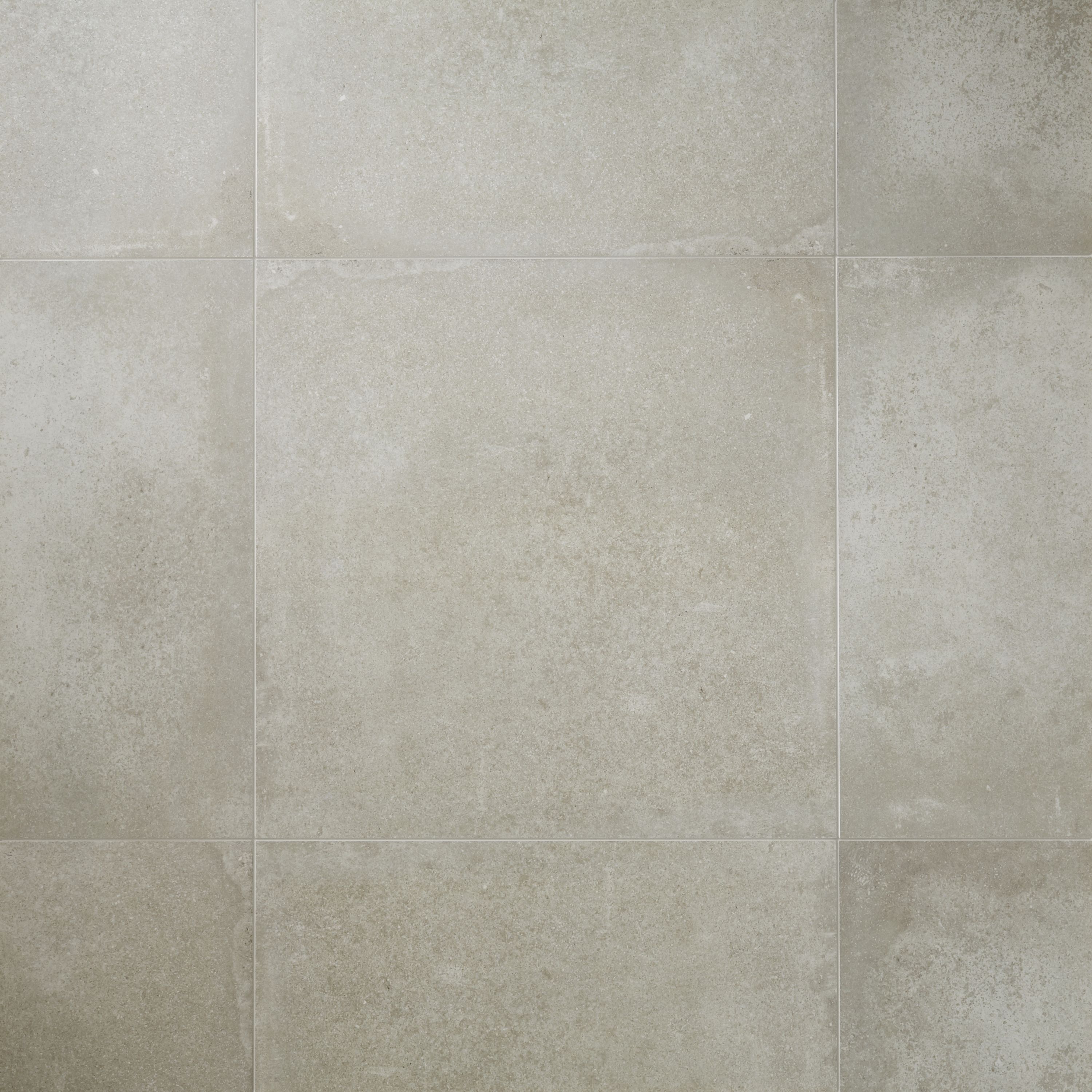 Kontainer Greige Matt Flat Concrete effect Porcelain Wall & floor Tile, Pack of 3, (L)590mm (W)590mm