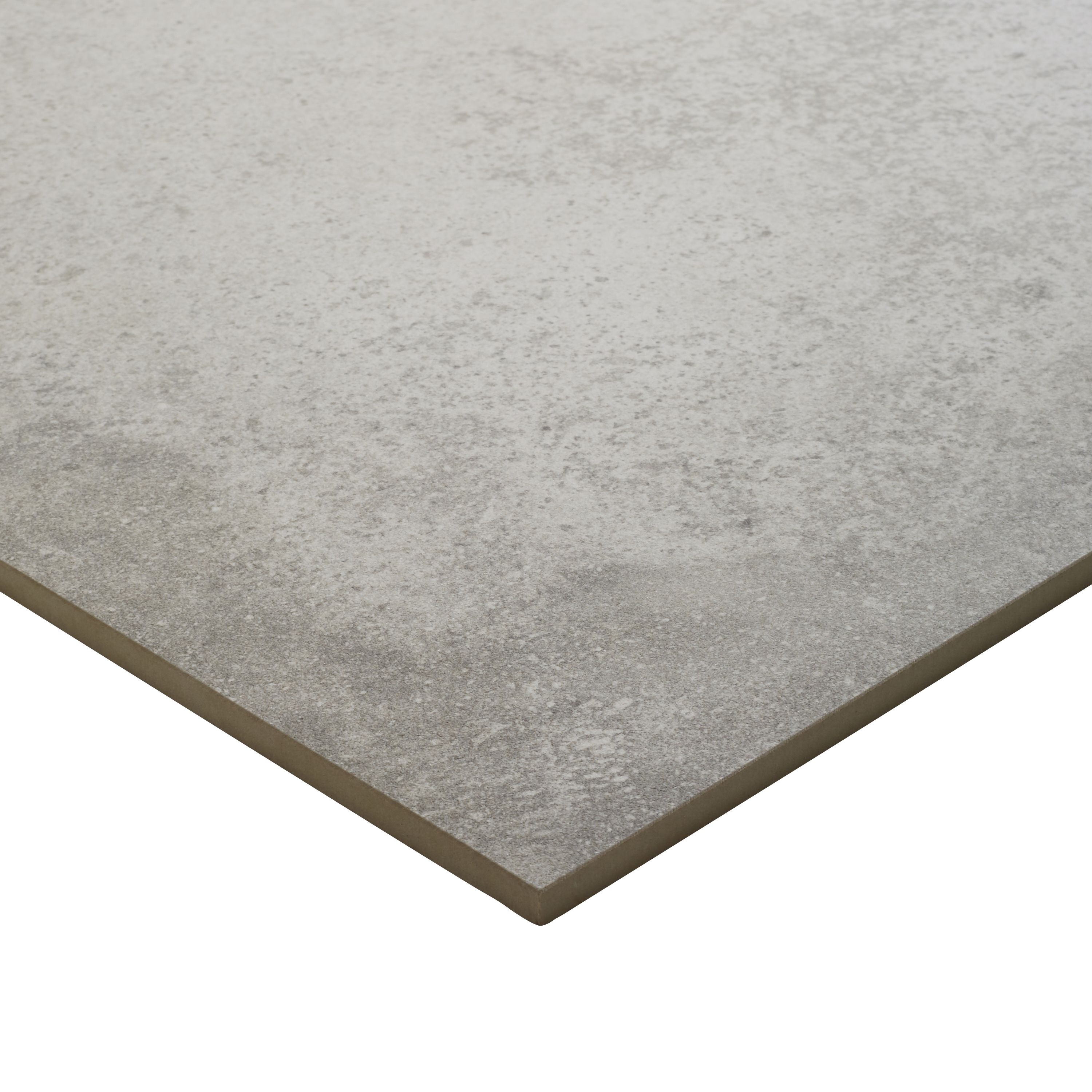 Kontainer Light grey Matt Flat Concrete effect Porcelain Wall & floor Tile, Pack of 3, (L)590mm (W)590mm