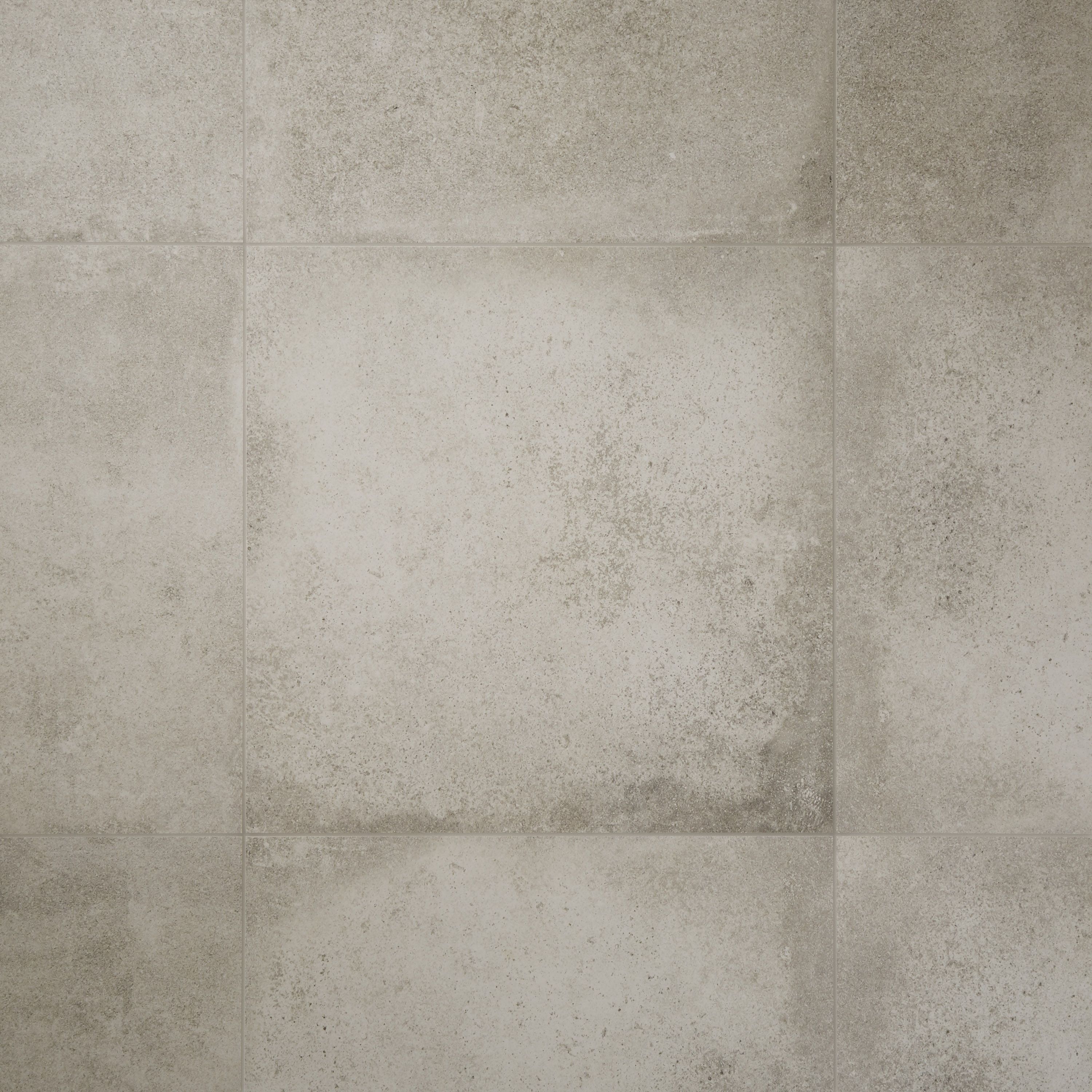 Kontainer Light grey Matt Flat Concrete effect Porcelain Wall & floor Tile, Pack of 3, (L)590mm (W)590mm