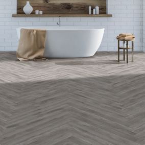 Kraus Brampton Grey Natural Grey wood effect Embossed Herringbone Luxury vinyl click flooring, 2.34m²