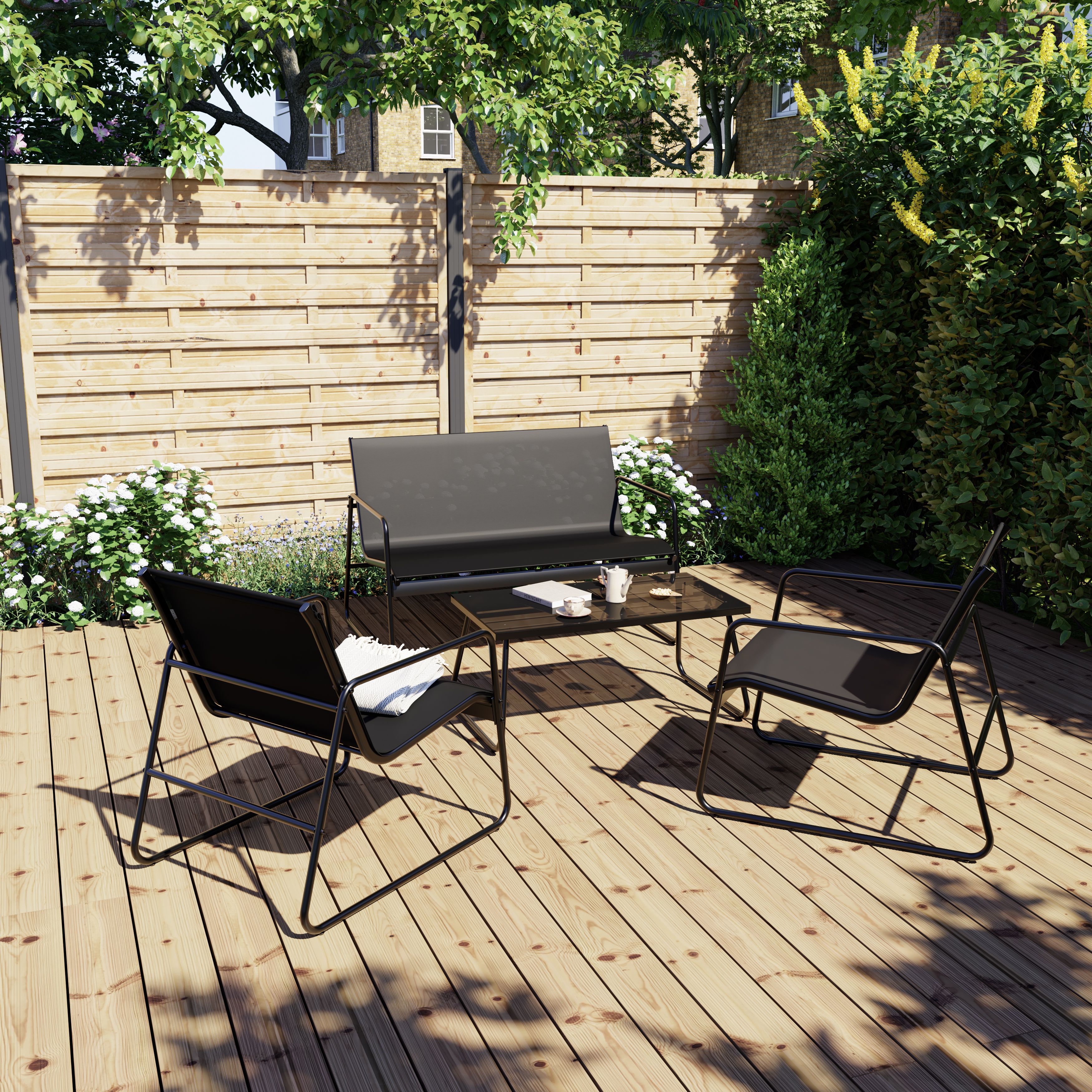 Krista Matt Black 4 Seater Coffee set