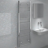 Kudox Silver Chrome effect Towel warmer (W)500mm x (H)1500mm