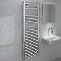 Kudox Silver Chrome effect Towel warmer (W)600mm x (H)1800mm