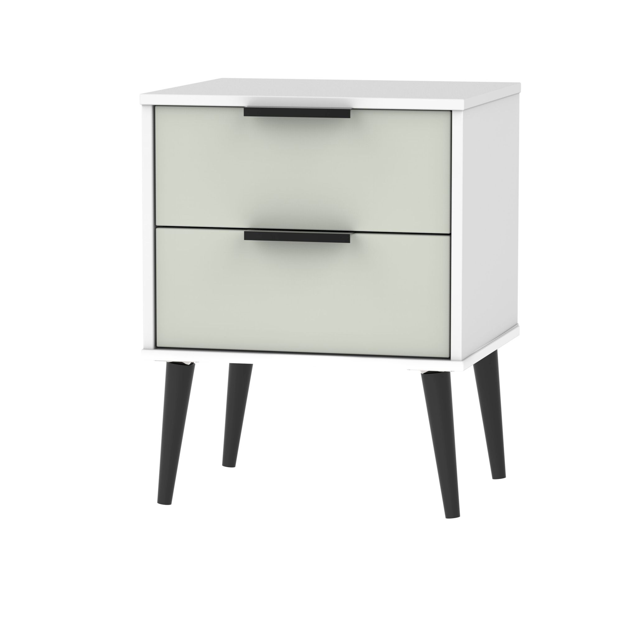 Kyoto Matt grey & white 2 Drawer Bedside table (H)570mm (W)450mm (D)395mm