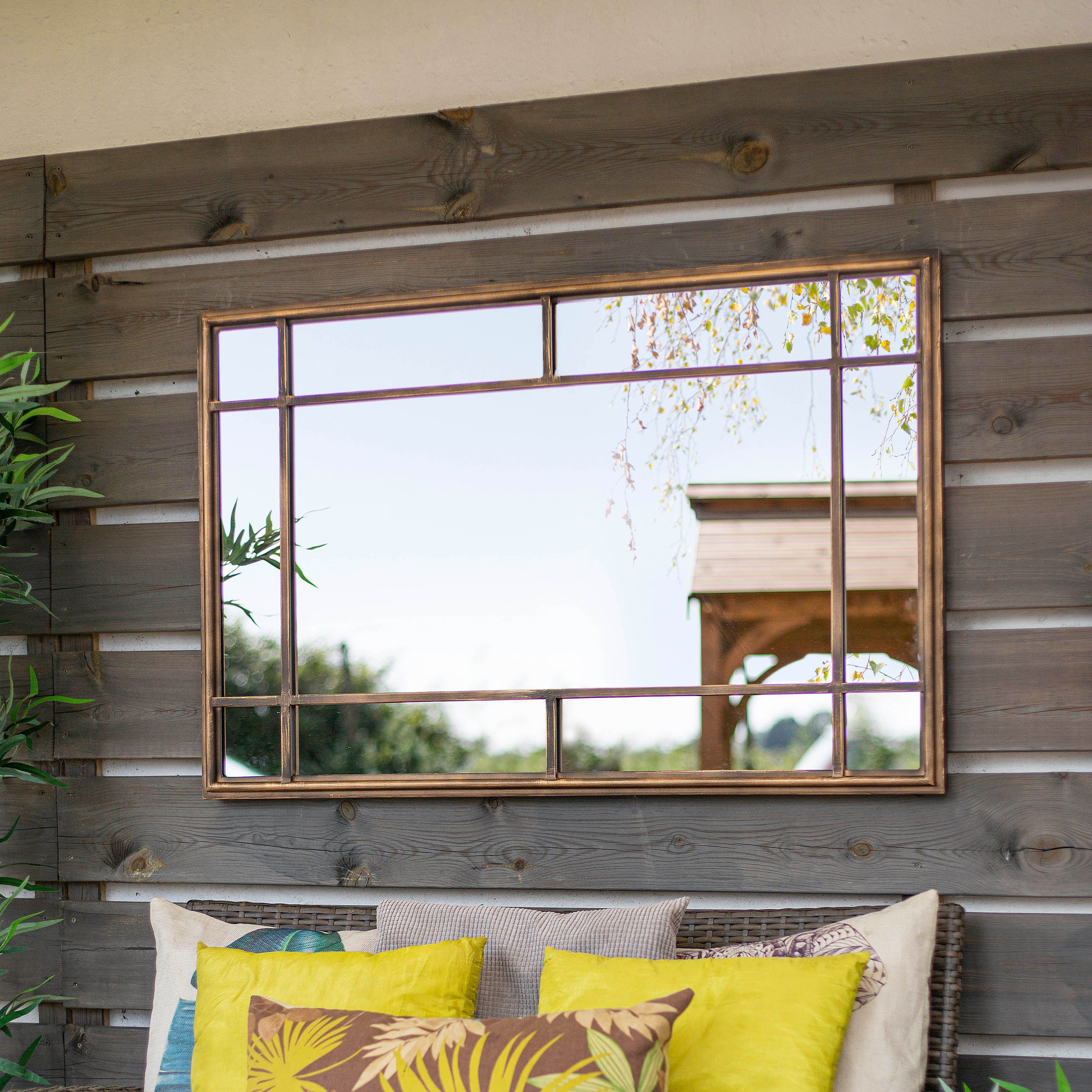 La Hacienda Aston & Wold Milano Gold effect Rectangular Framed Garden mirror 1000mm x 650mm