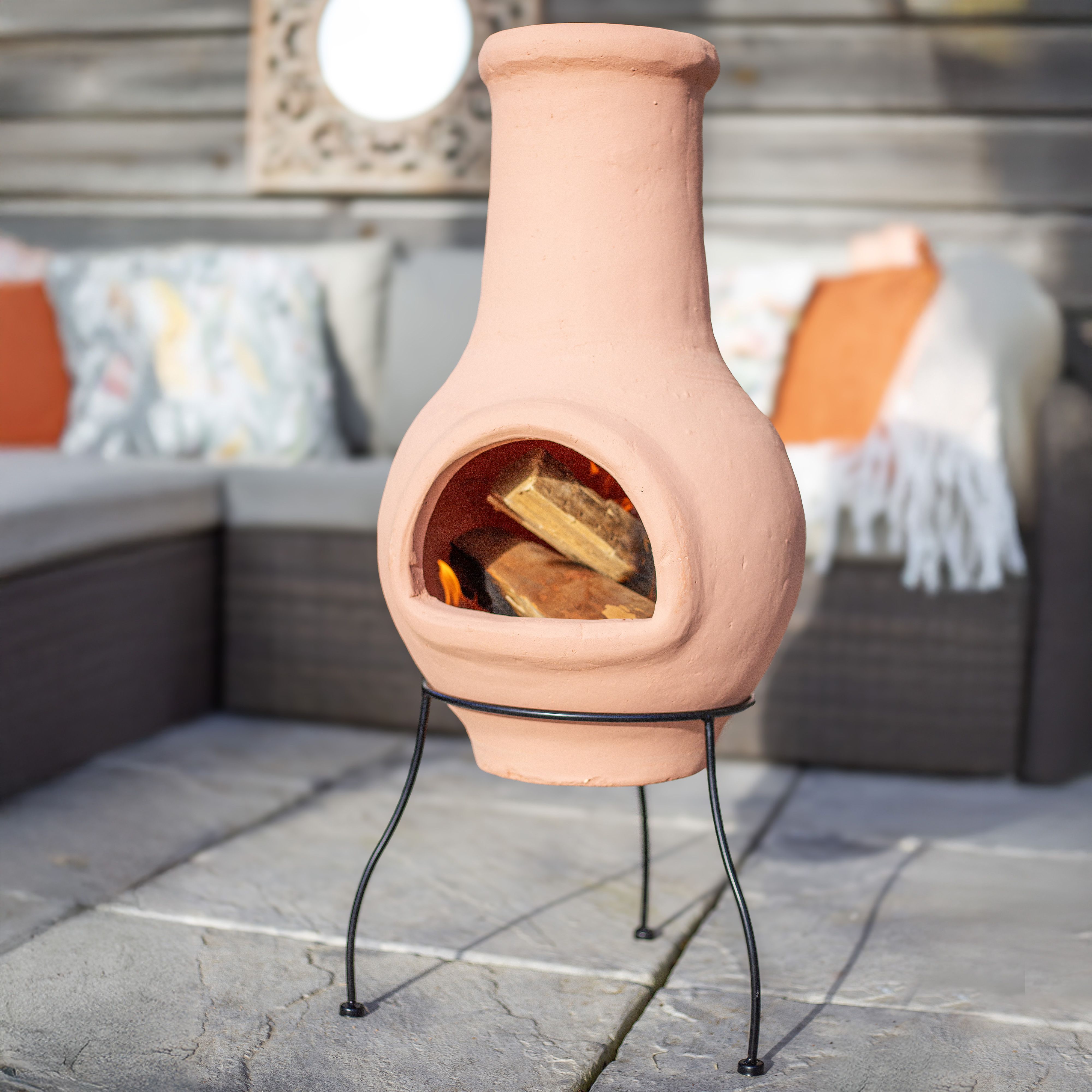 La Hacienda Molela Clay Chiminea (H) 83.5cm x (W) 35cm