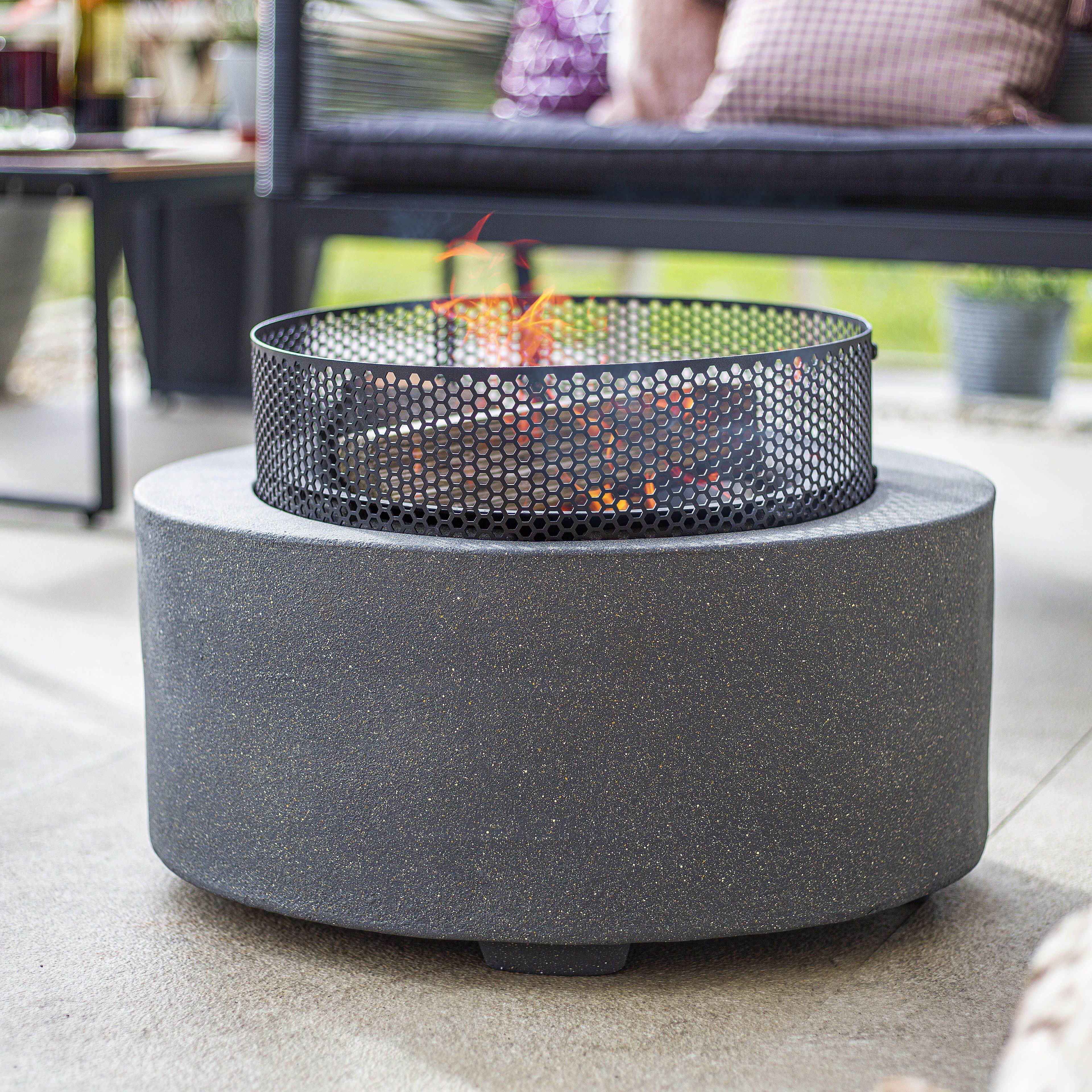 La Hacienda Oval Steel Stone effect Firepit
