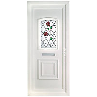 Lainston Obscure bevelled leaded pattern Double glazed Panelled White External Front door & frame, (H)2055mm (W)920mm